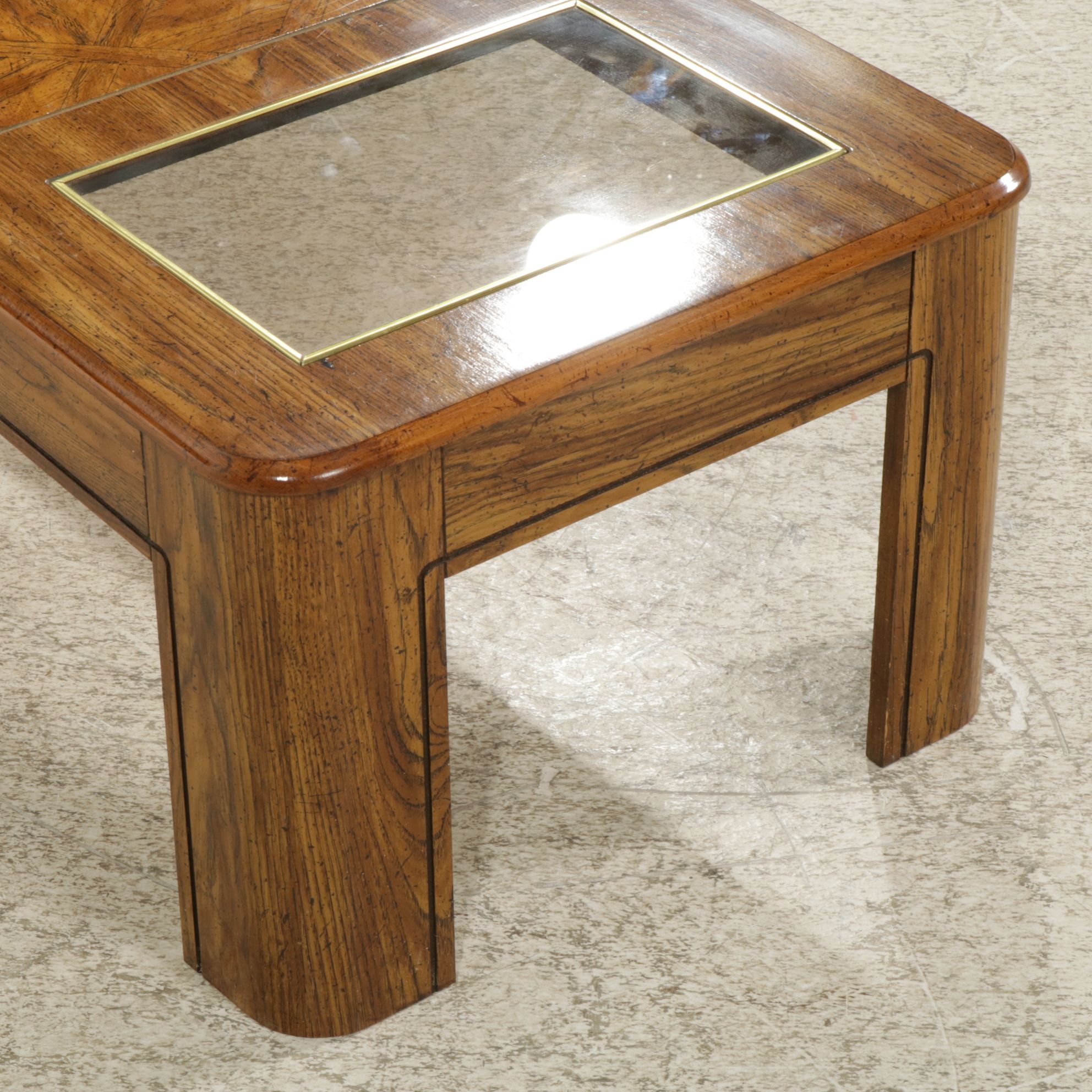 Pillod Wood Grain Laminate Coffee Table with Glass Inserts, Late 20th Century