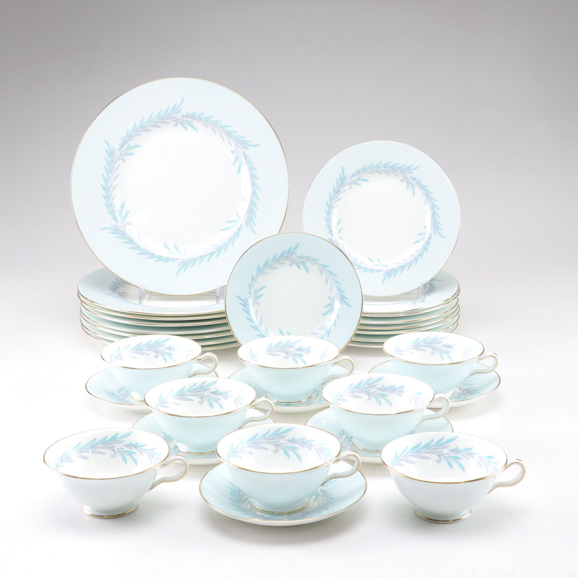 Minton "Malta Blue" Gilt Rimmed Plates, Footed Cups and More