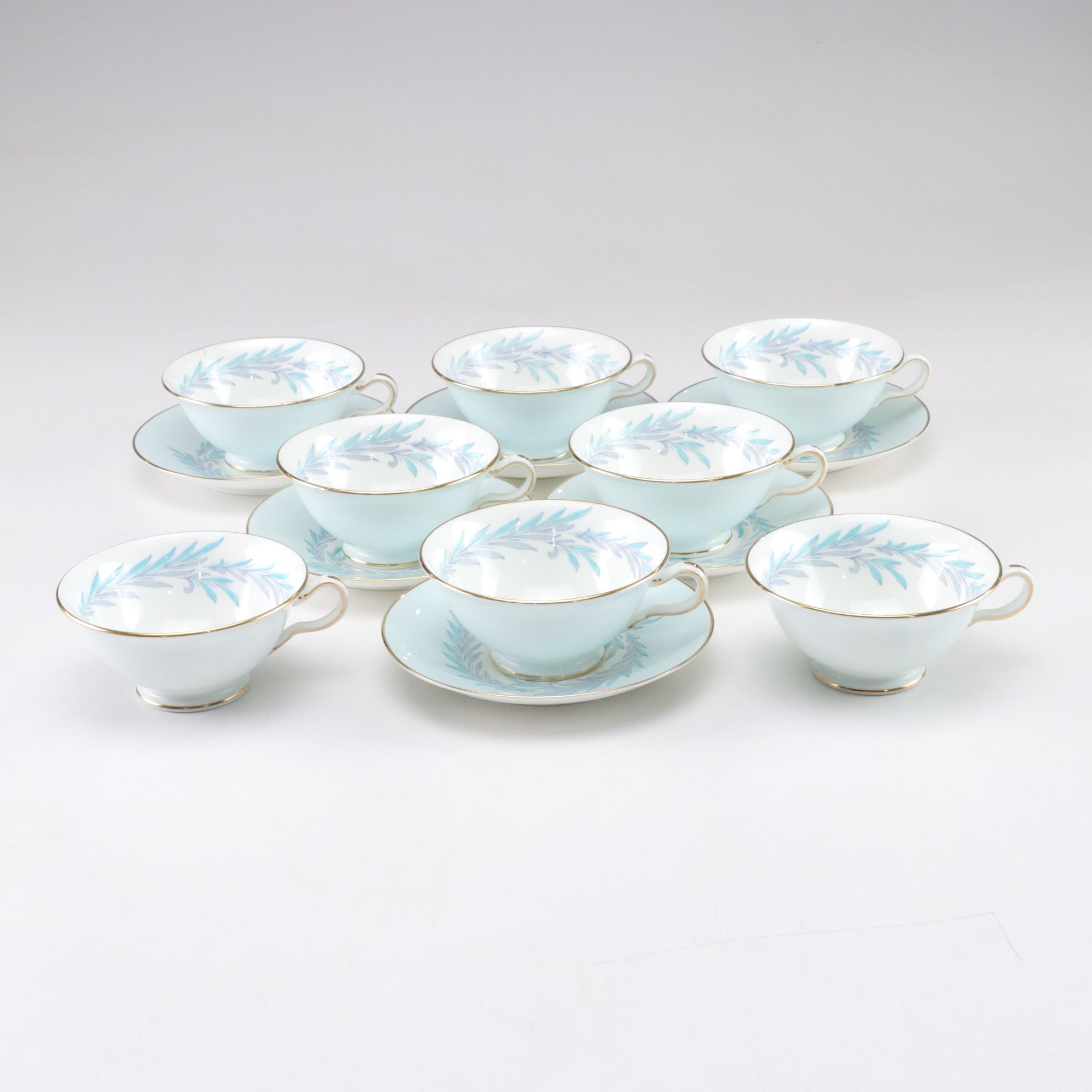 Minton "Malta Blue" Gilt Rimmed Plates, Footed Cups and More