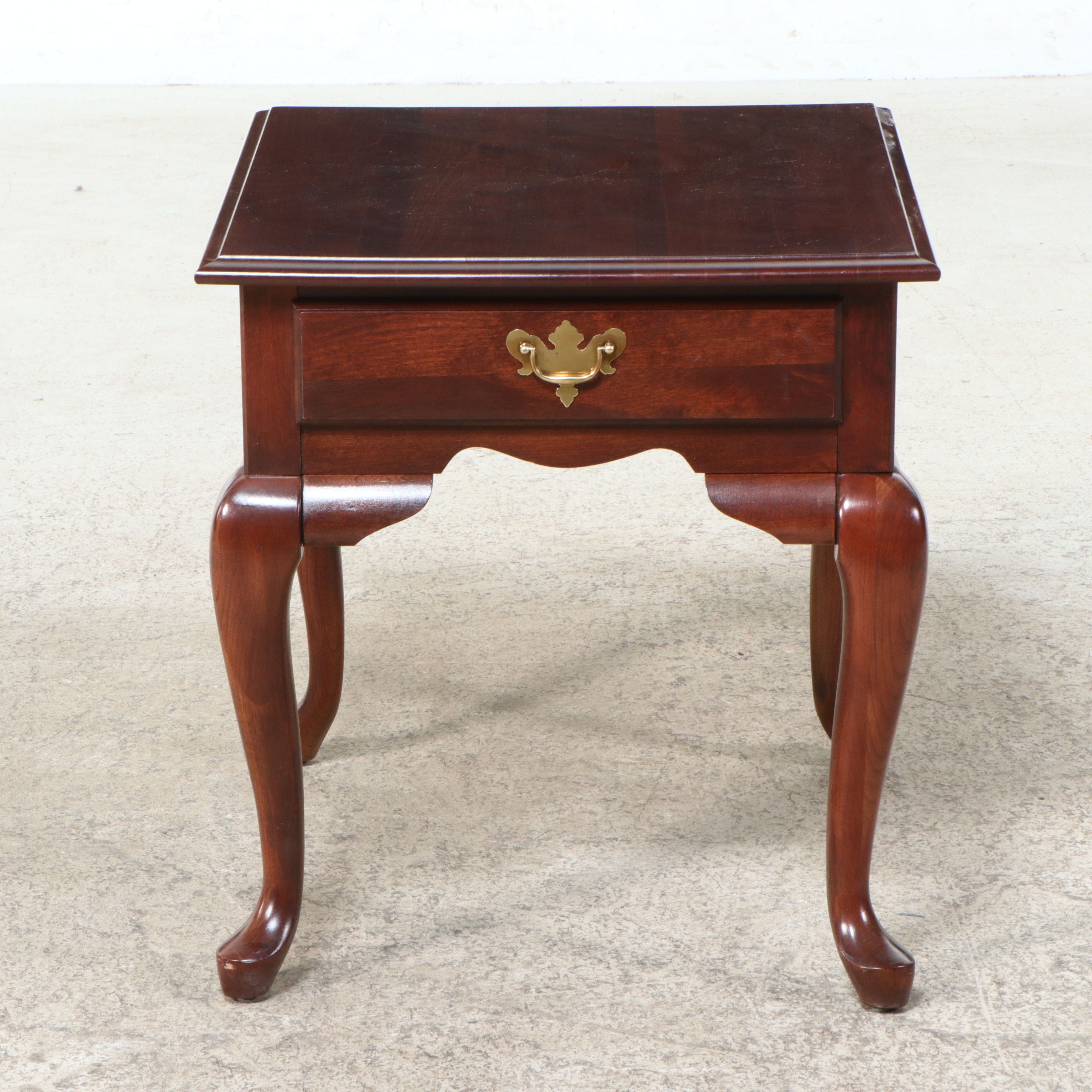 Broyhill Queen Anne Style Mahogany Side Table, Late 20th Century