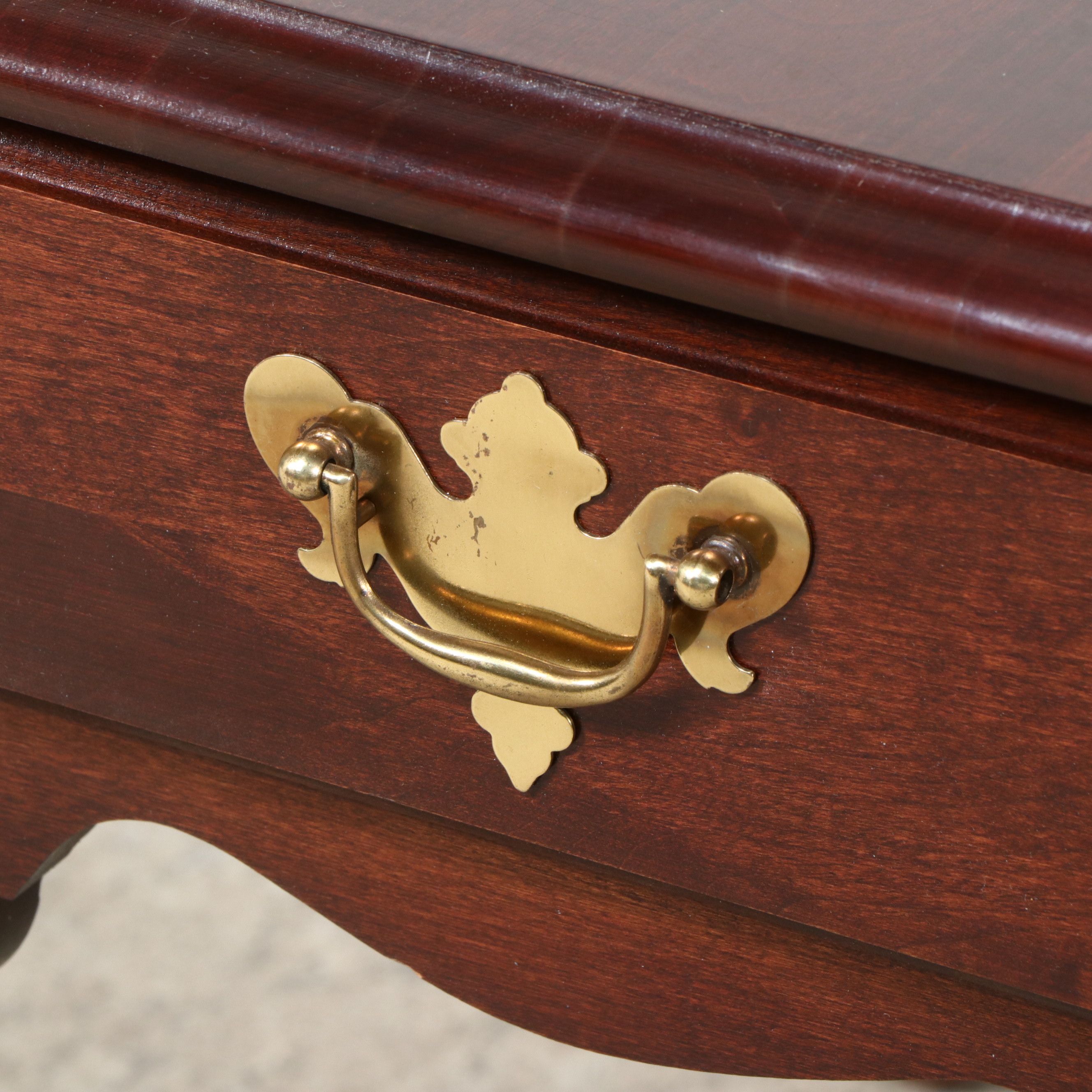 Broyhill Queen Anne Style Mahogany Side Table, Late 20th Century