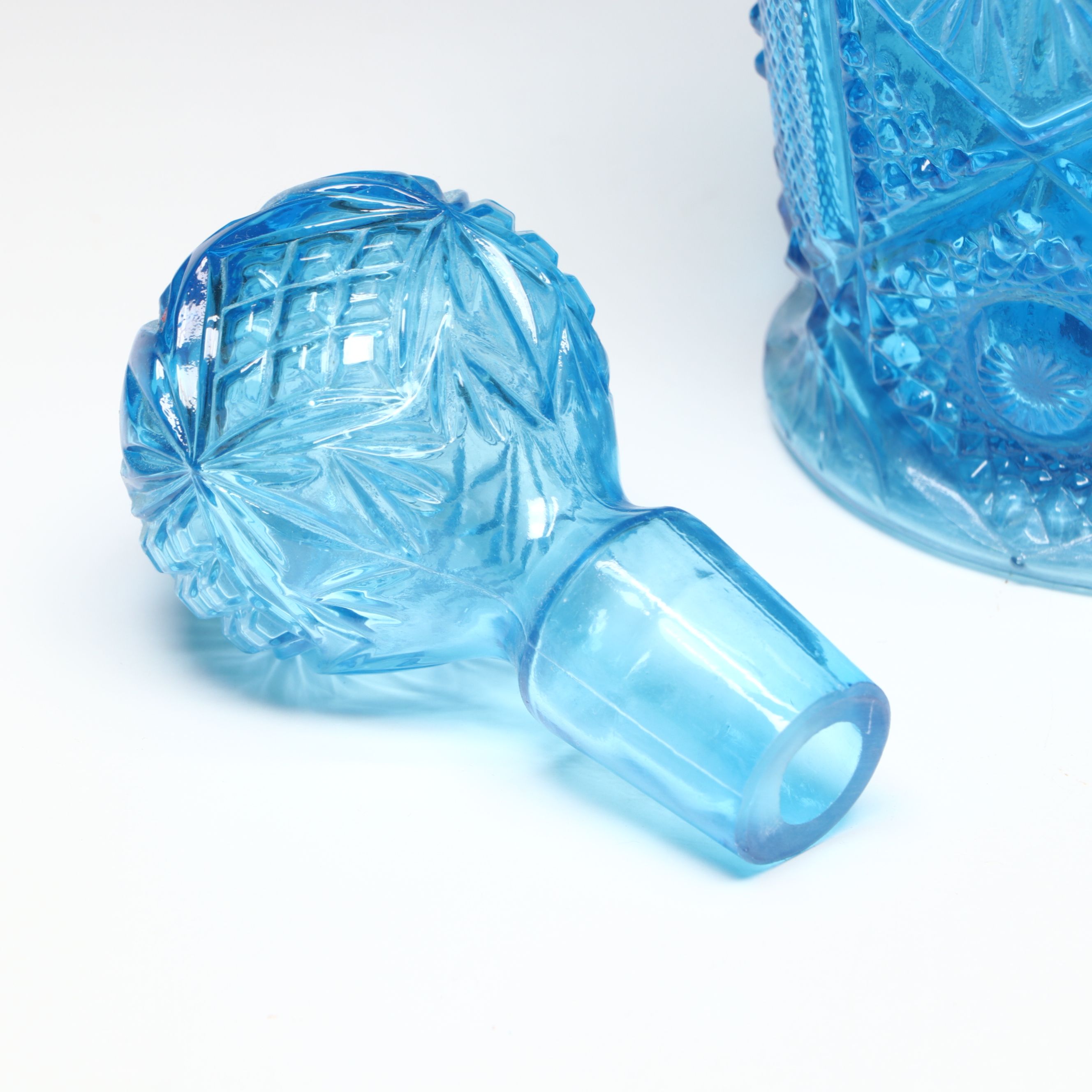 L. G. Wright "Moon and Star Ruby" Glass Decanter with Other Vintage Decanters