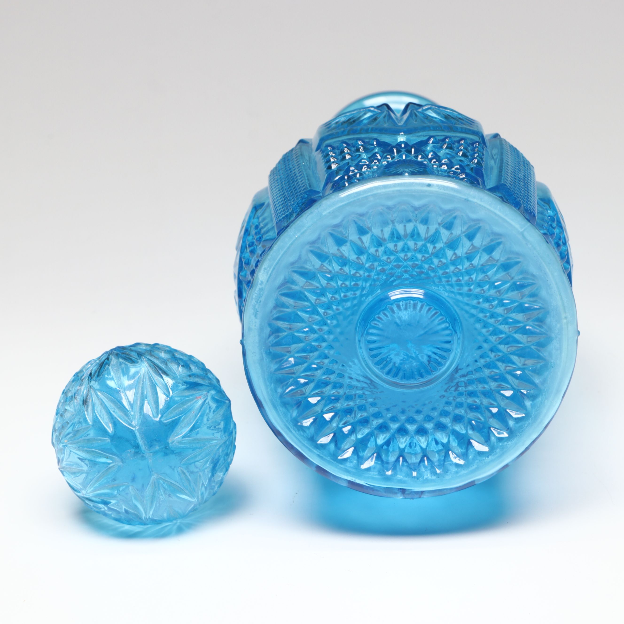 L. G. Wright "Moon and Star Ruby" Glass Decanter with Other Vintage Decanters