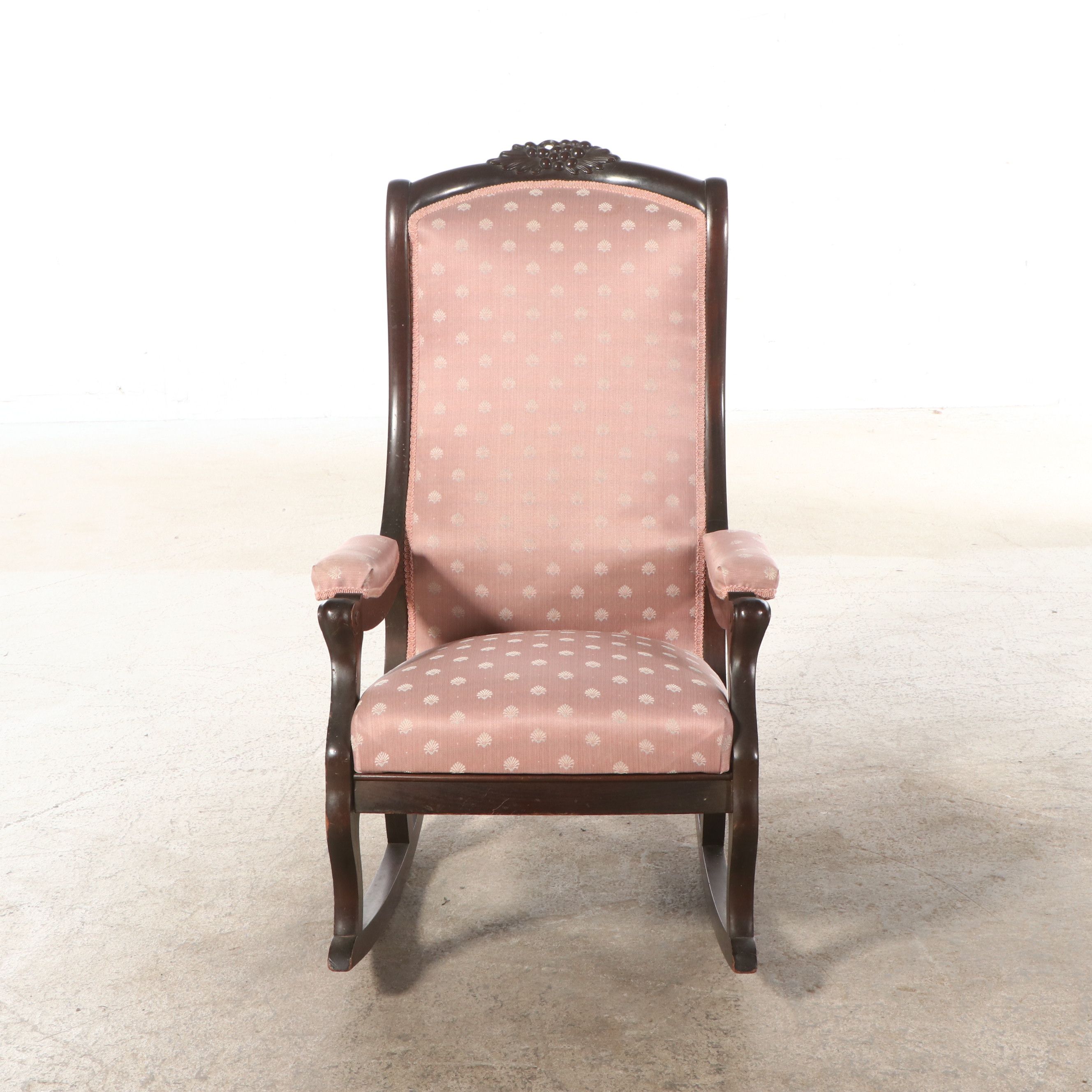 Victorian Upholstered Wood Rocking Chair, Late 19th/Early 20th Century