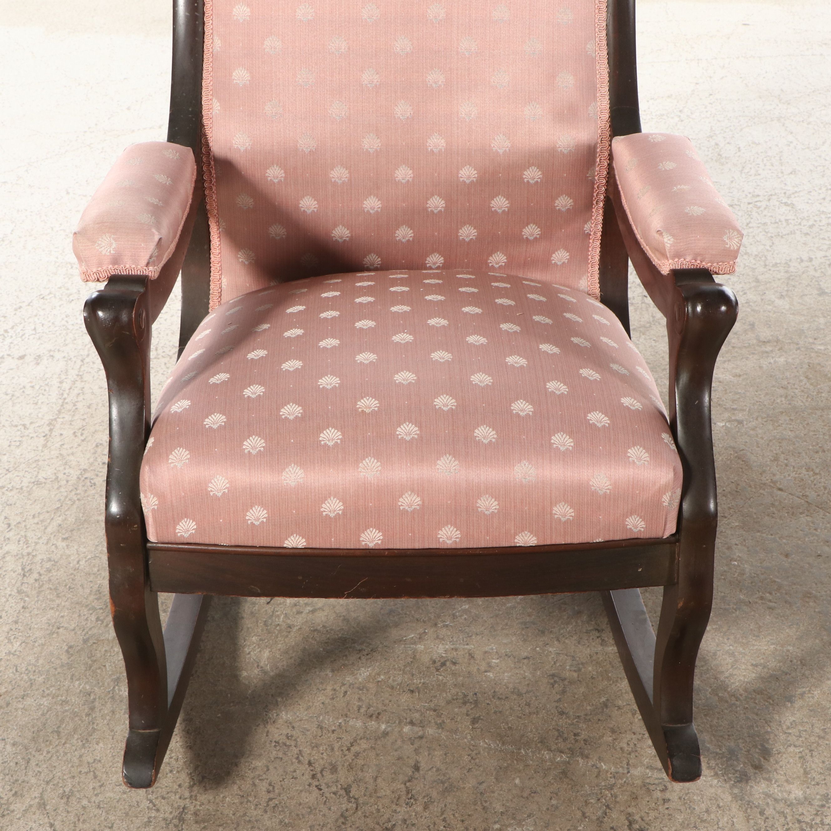 Victorian Upholstered Wood Rocking Chair, Late 19th/Early 20th Century