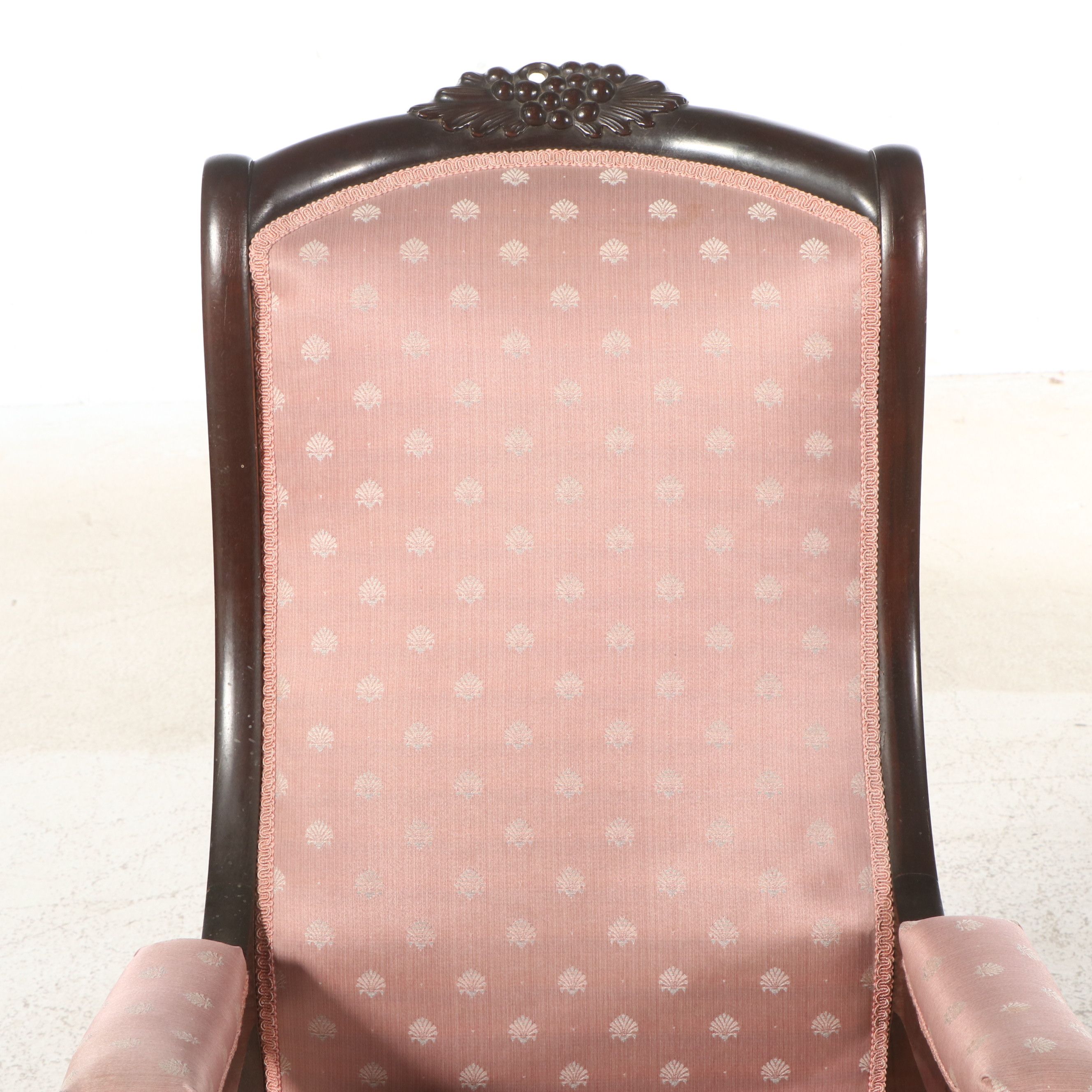 Victorian Upholstered Wood Rocking Chair, Late 19th/Early 20th Century