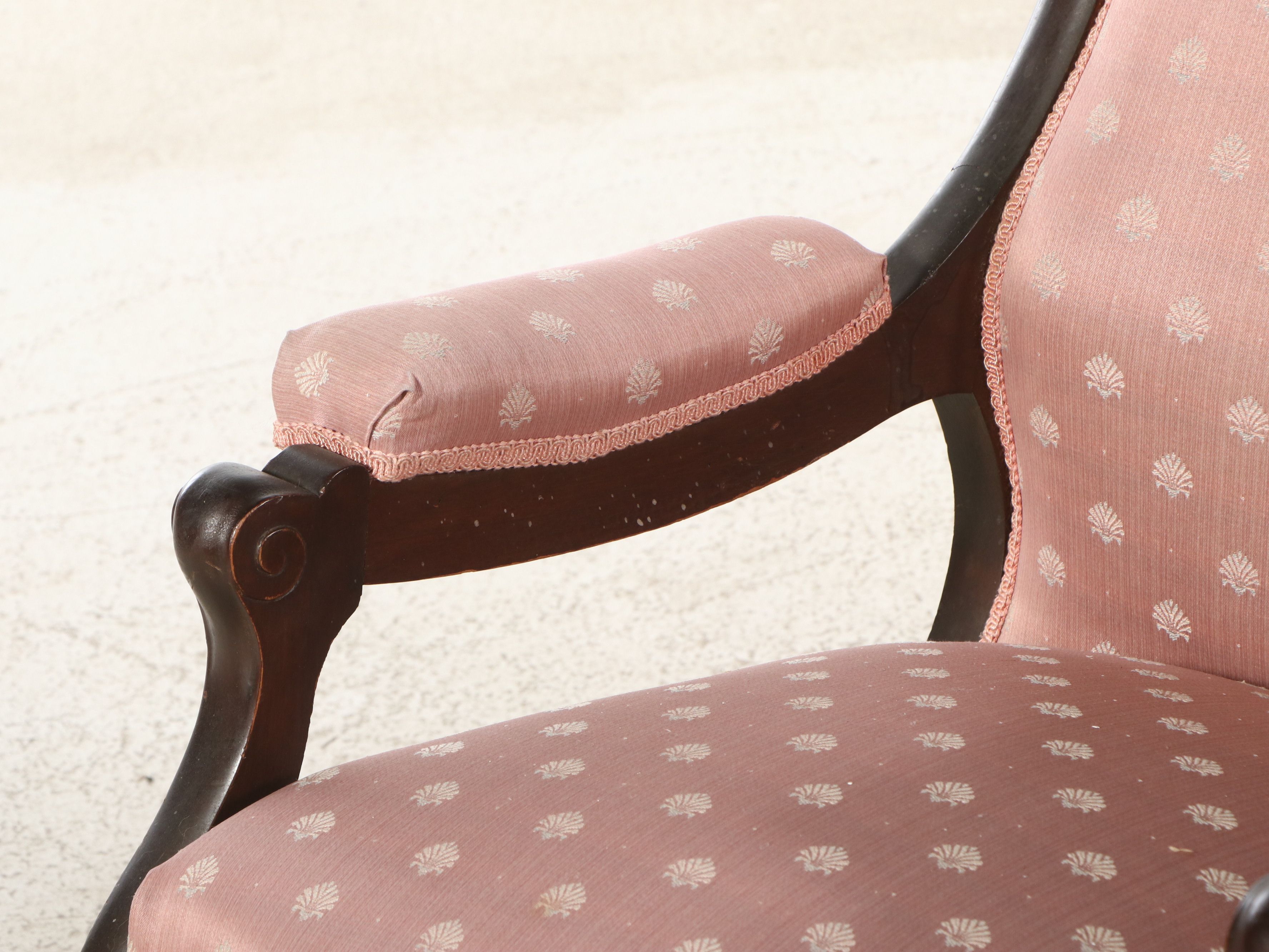 Victorian Upholstered Wood Rocking Chair, Late 19th/Early 20th Century