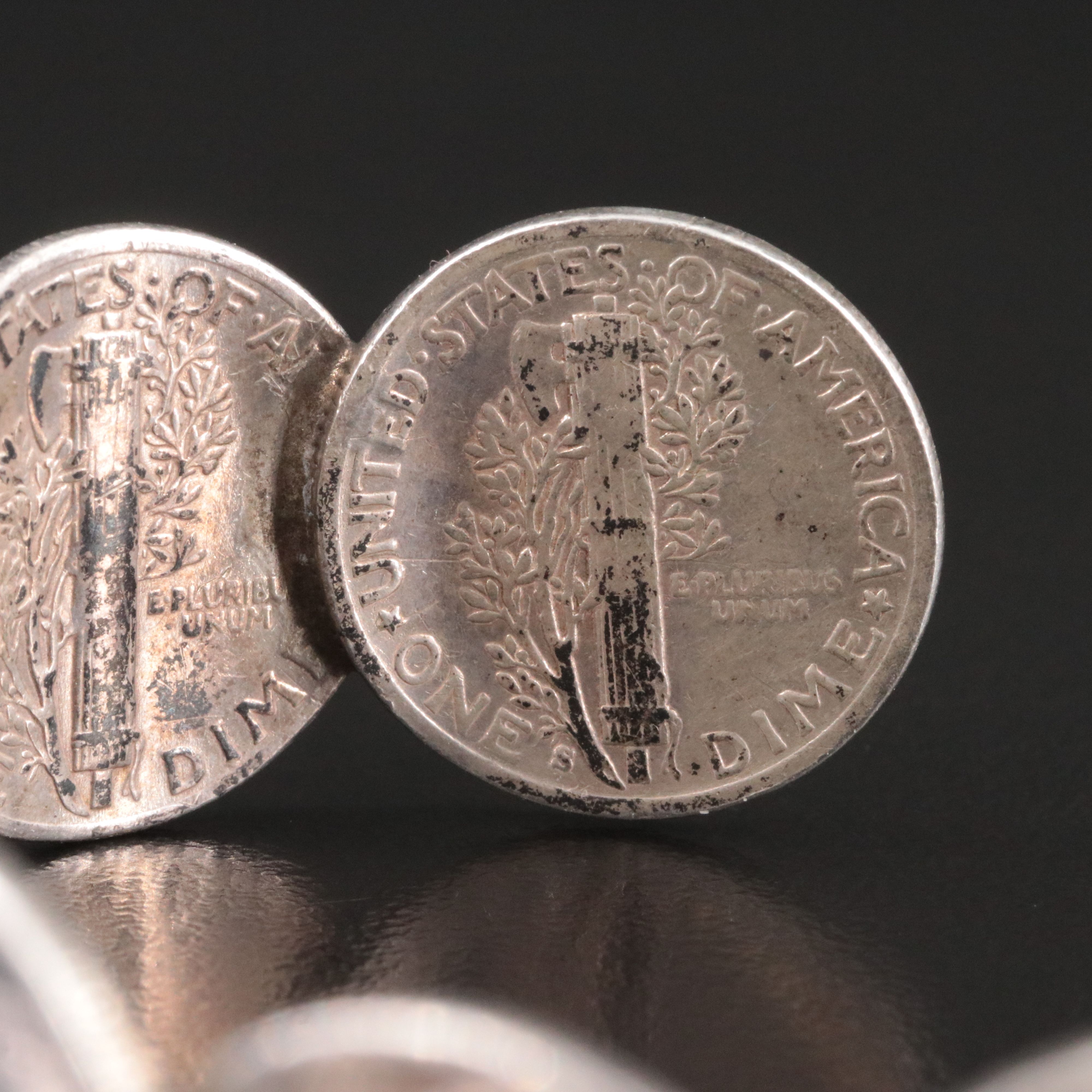 Sterling Mercury Dime Cuff Bracelet