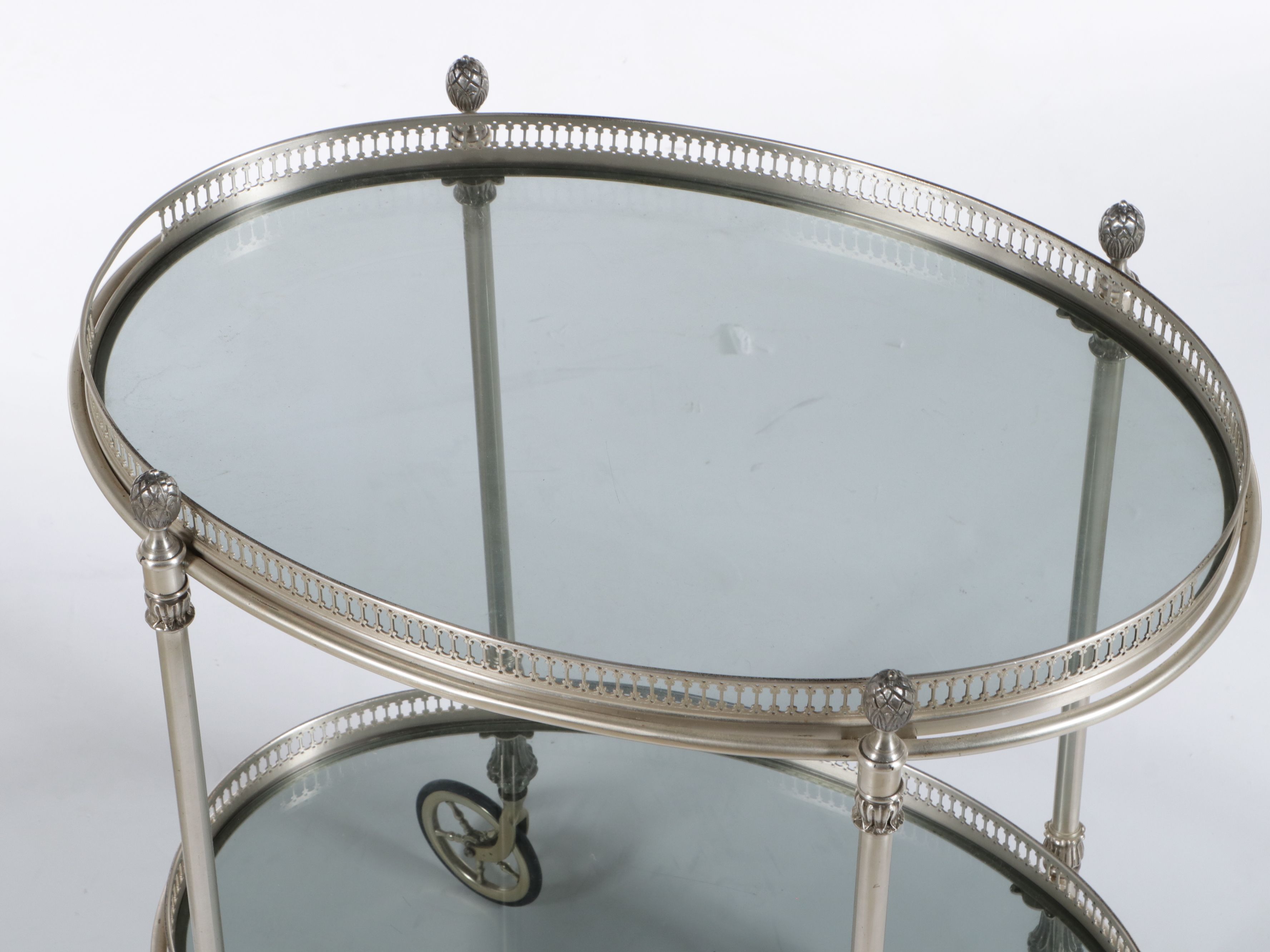 Regency Style Silver-Plated and Glass Two-Tier Bar Cart