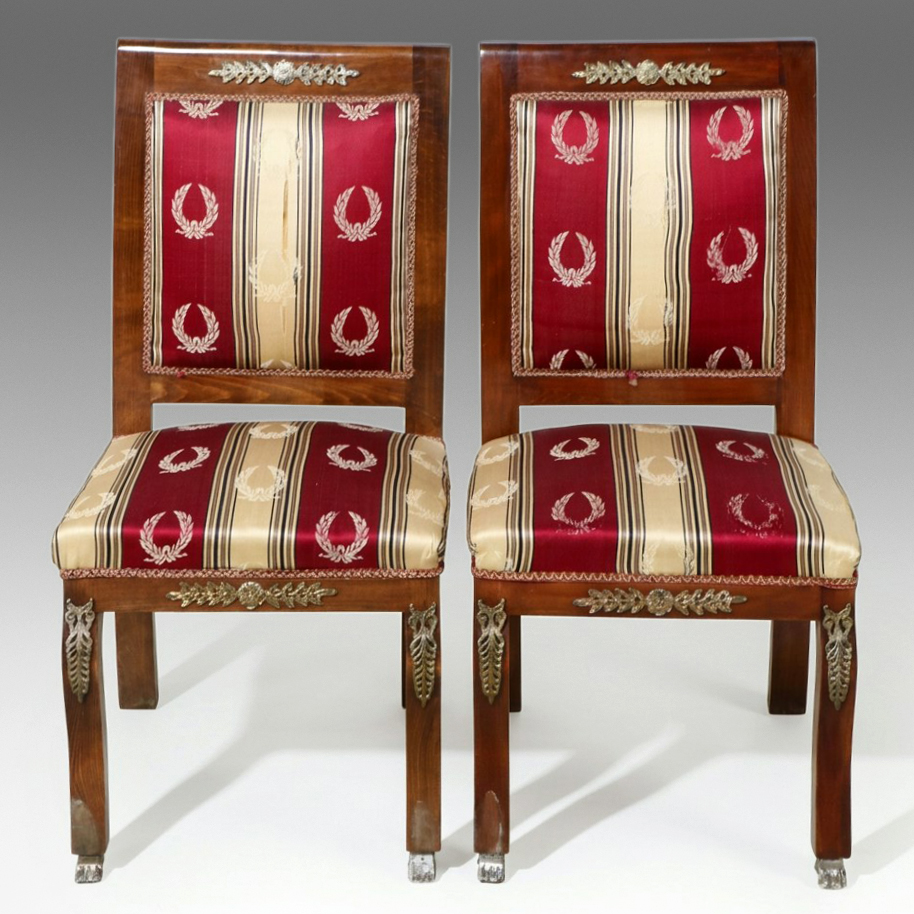 Pair of Empire Style Mahogany Side Chairs