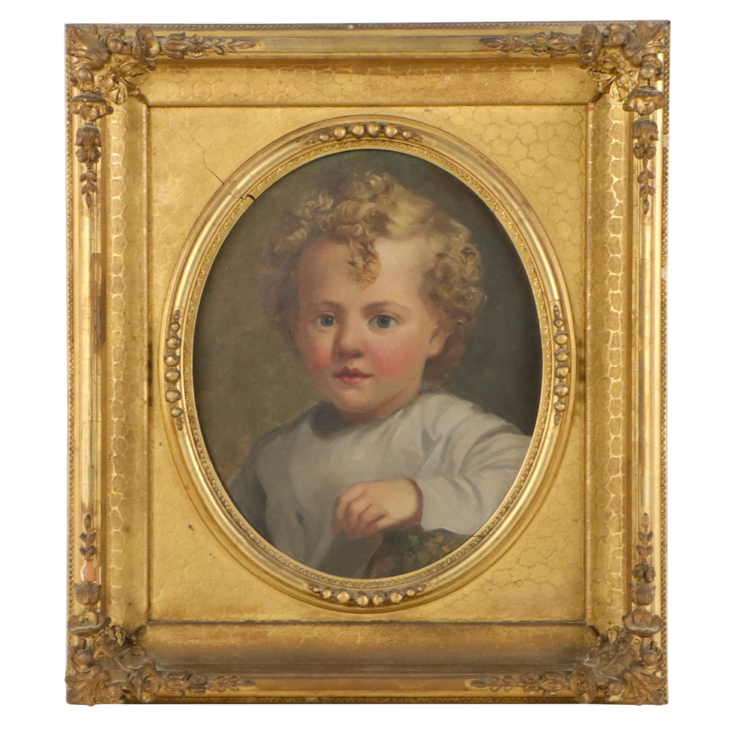 Child Portrait Oil Painting, 19th Century