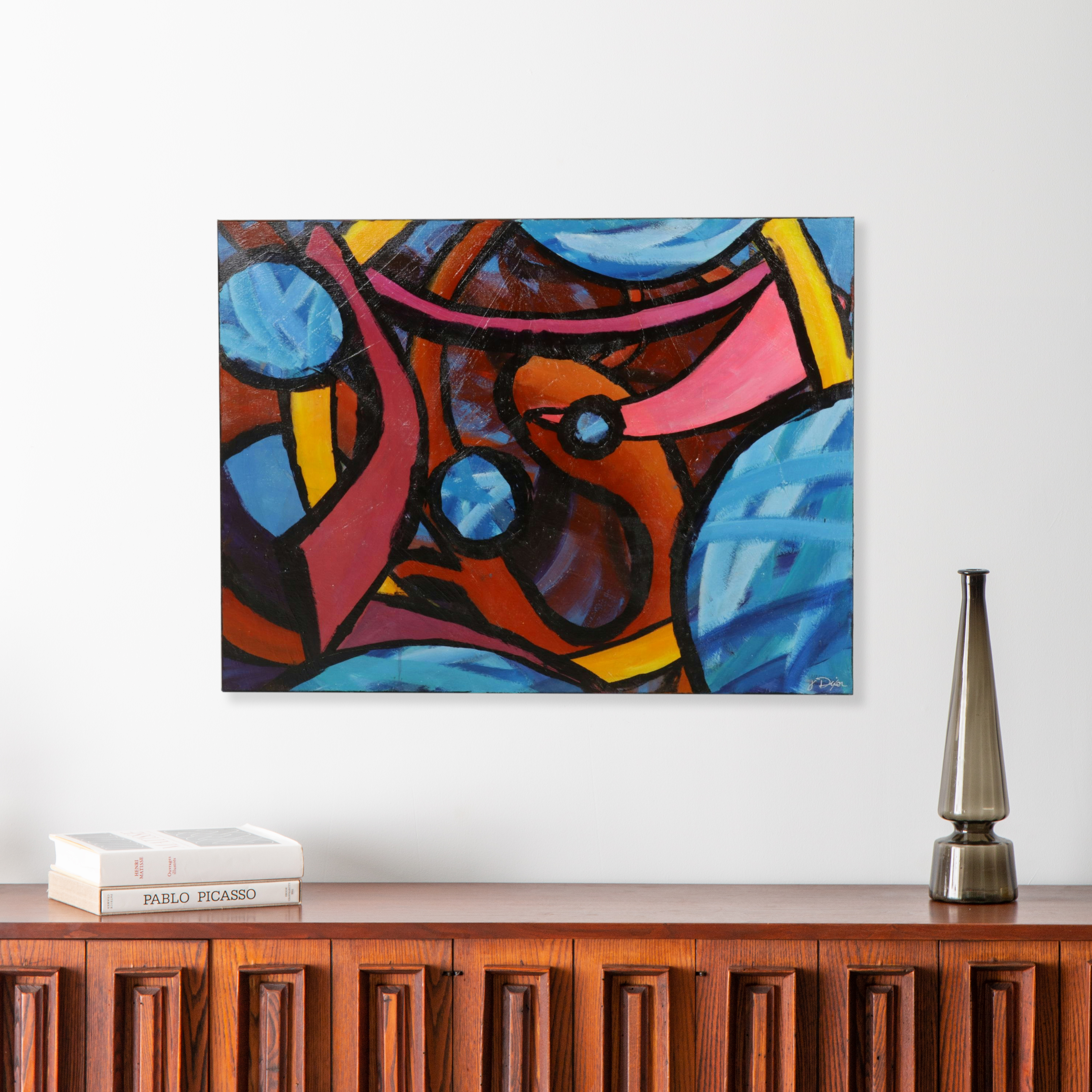 Joe Dixon Abstract Expressionist Cool-Toned Acrylic Painting, Circa 2020