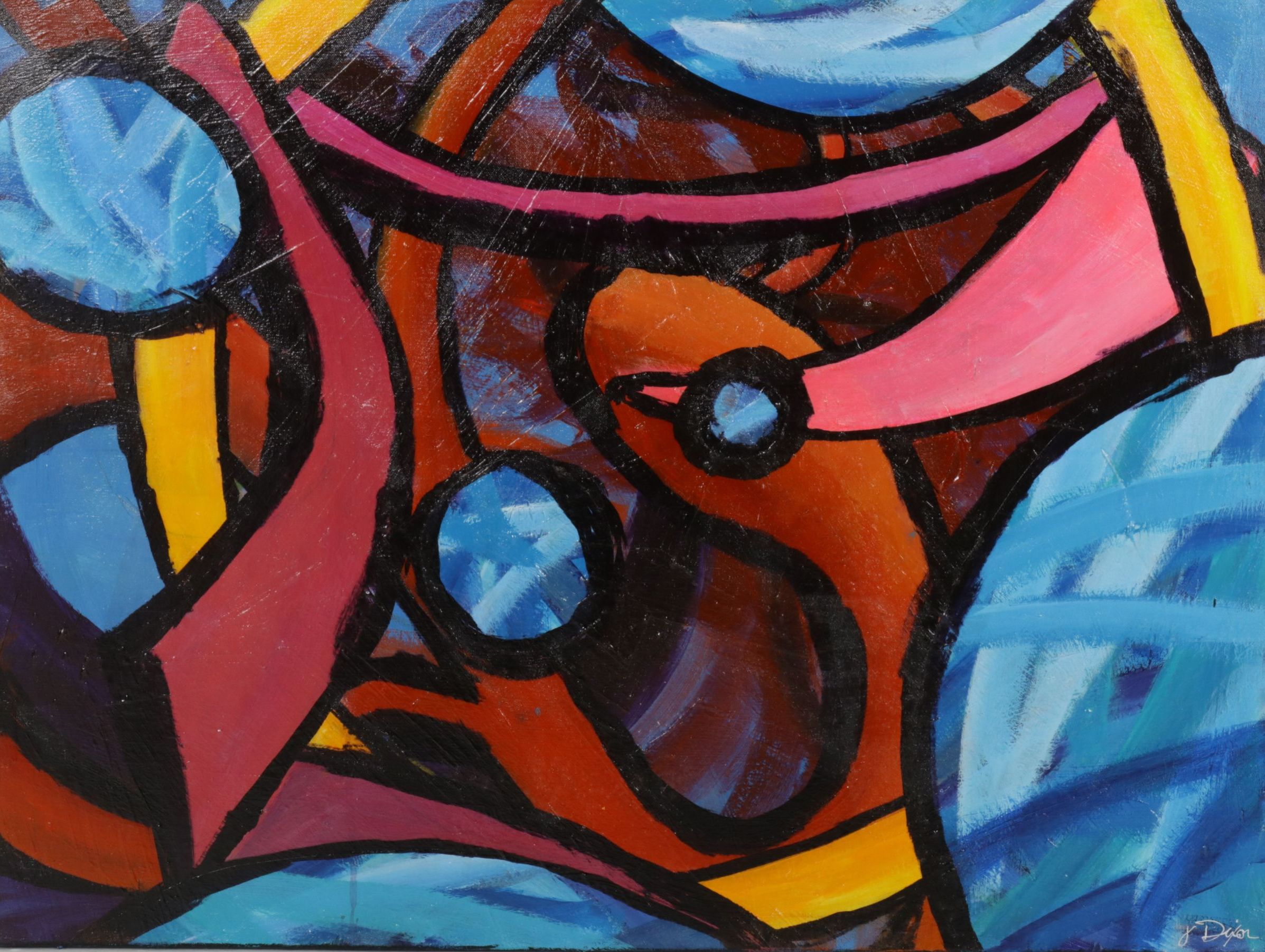 Joe Dixon Abstract Expressionist Cool-Toned Acrylic Painting, Circa 2020