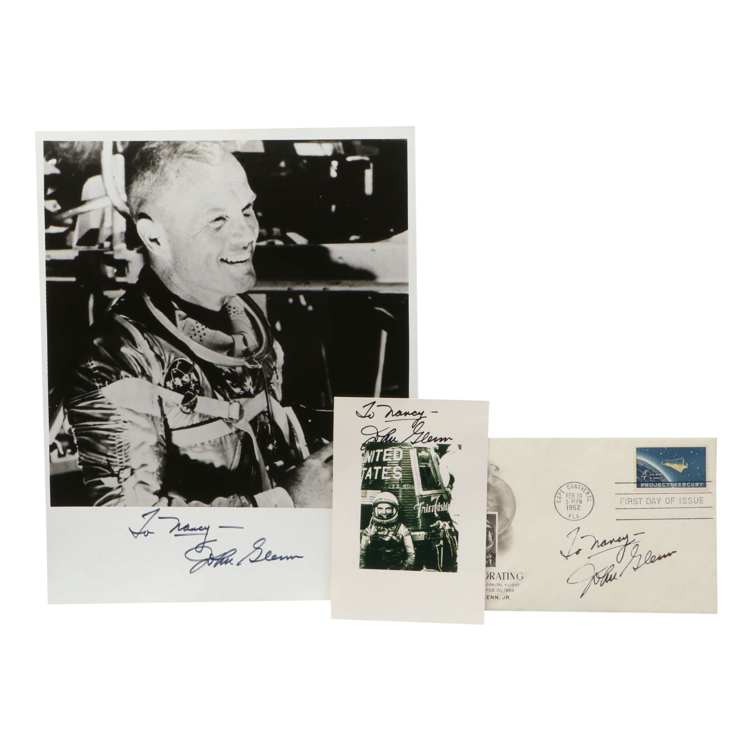 John Glenn Signed Photo Prints and Postal Cover