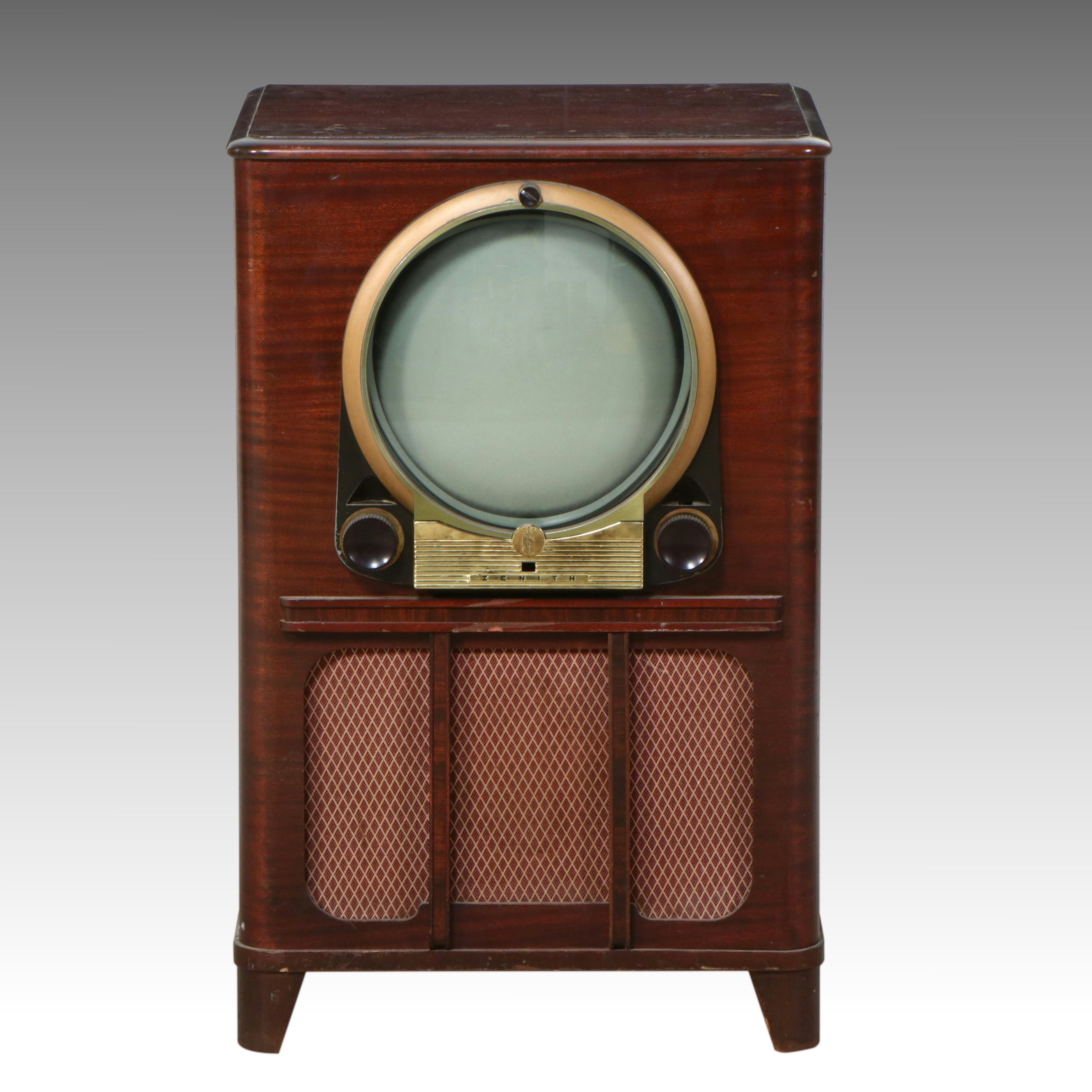 Zenith "Porthole" Mahogany Veneer Console Television, Circa 1949