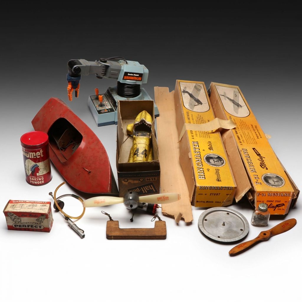Sterling Models "Ringmaster" and "F-51 Mustang" with Other Model Parts and Toys