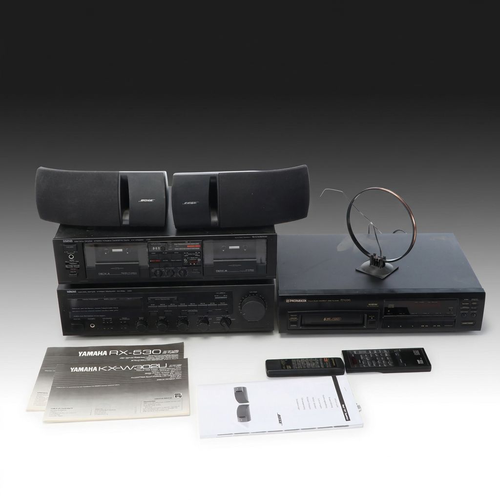 Yamaha Receiver and Cassette Deck with Pioneer CD Player and Bose Speakers