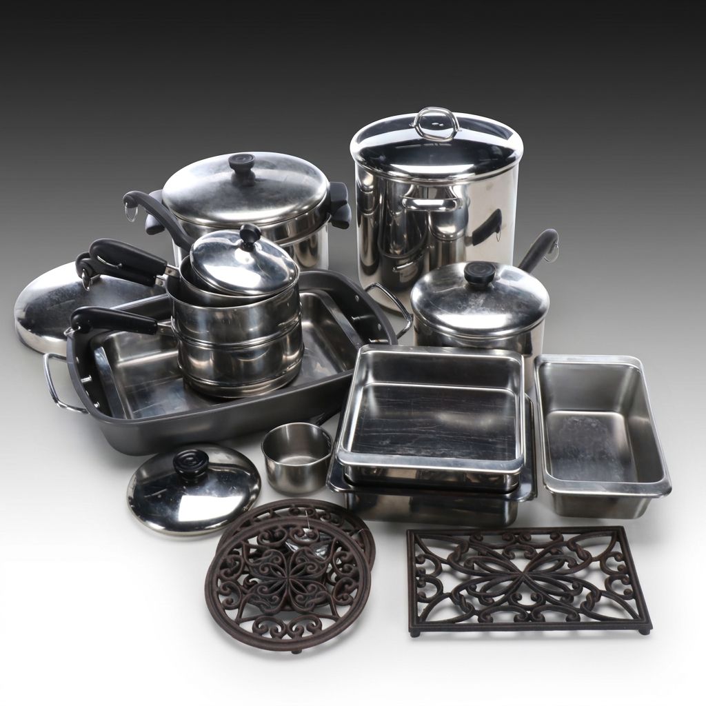 Revere Ware Stainless Steel Pots with Other Bakeware