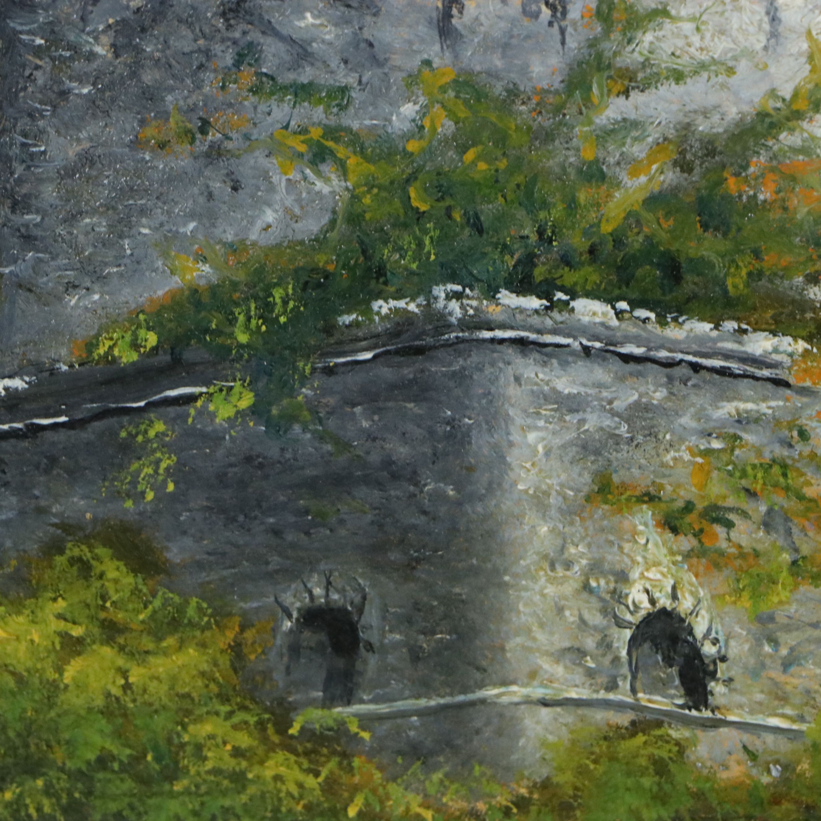 Swedish Landscape Oil Painting of Borgholm Castle Ruins