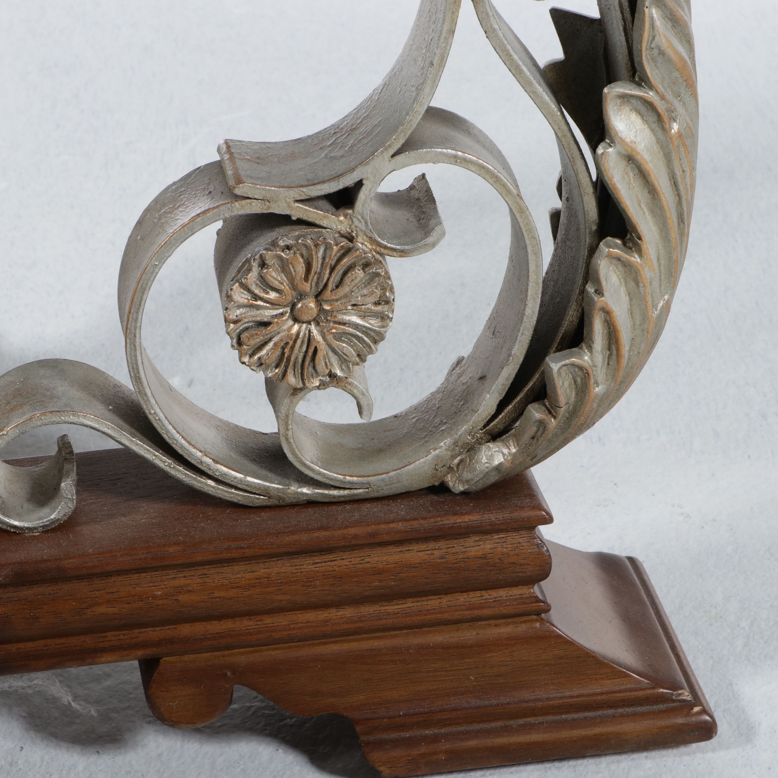 Modern Neoclassical Style Scrolled Iron and Glass Side Table