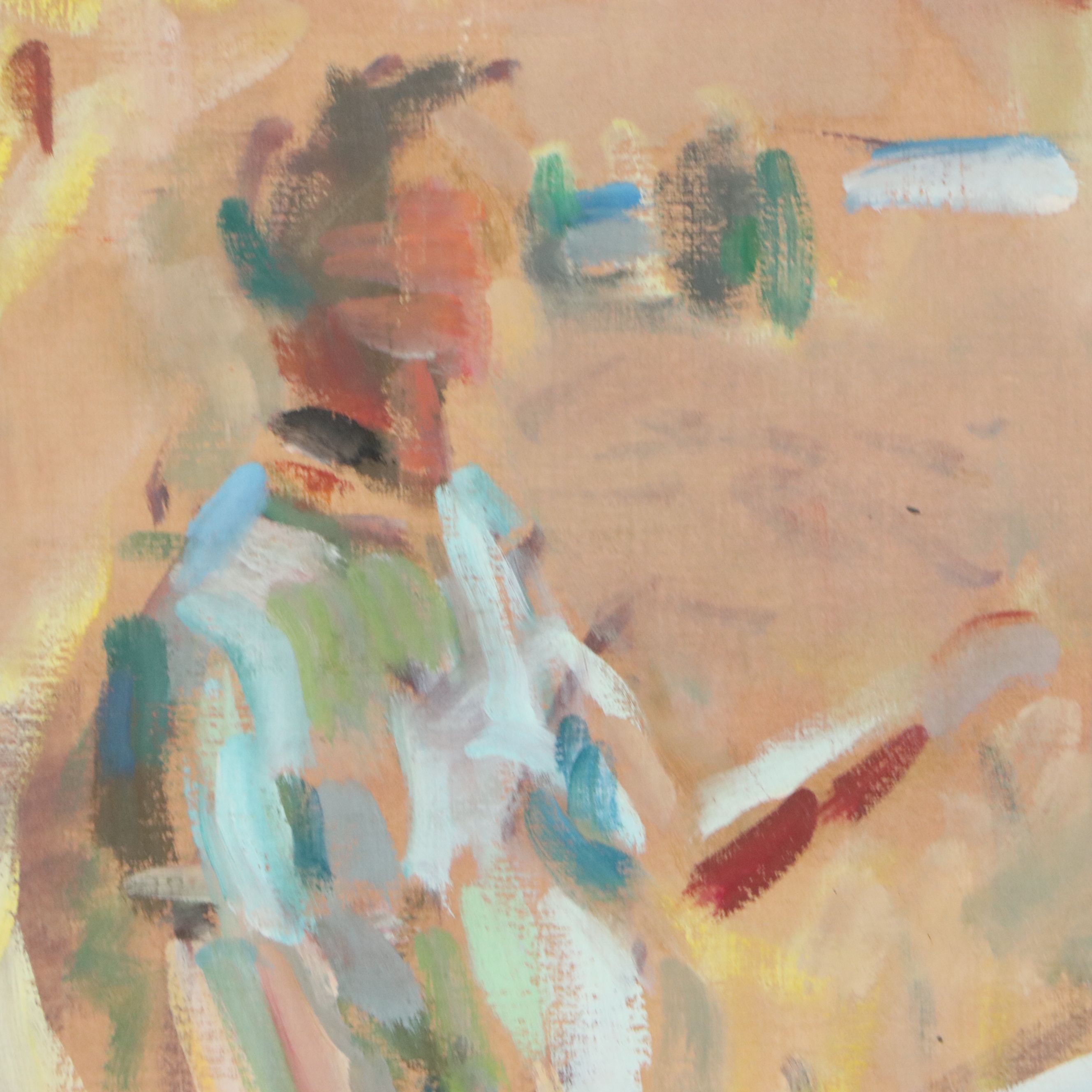 Bogner Oil on Board of Abstracted Man Seated, 1980