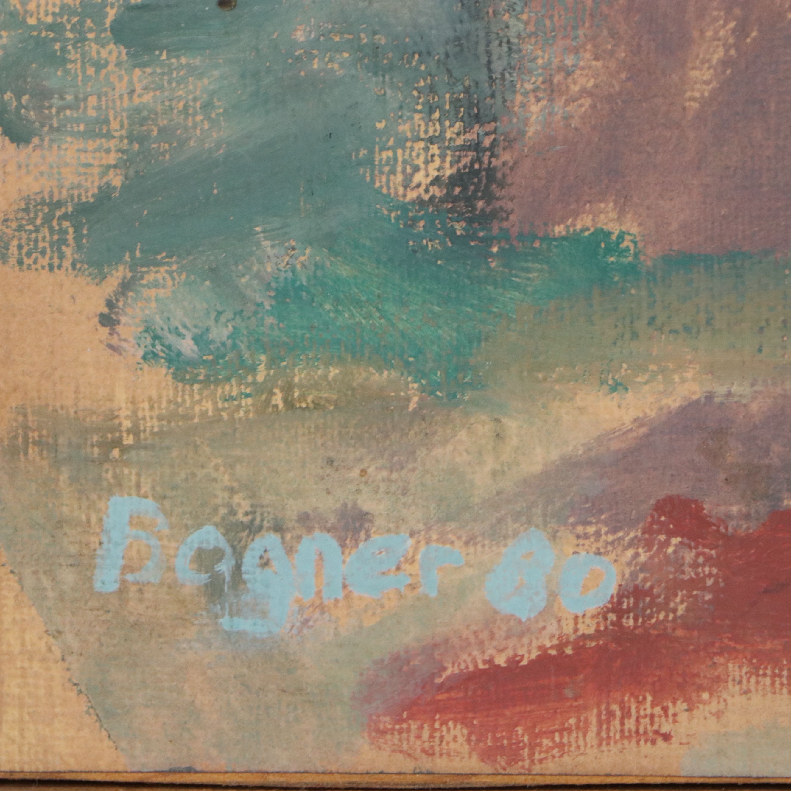 Bogner Oil on Board of Abstracted Man Seated, 1980