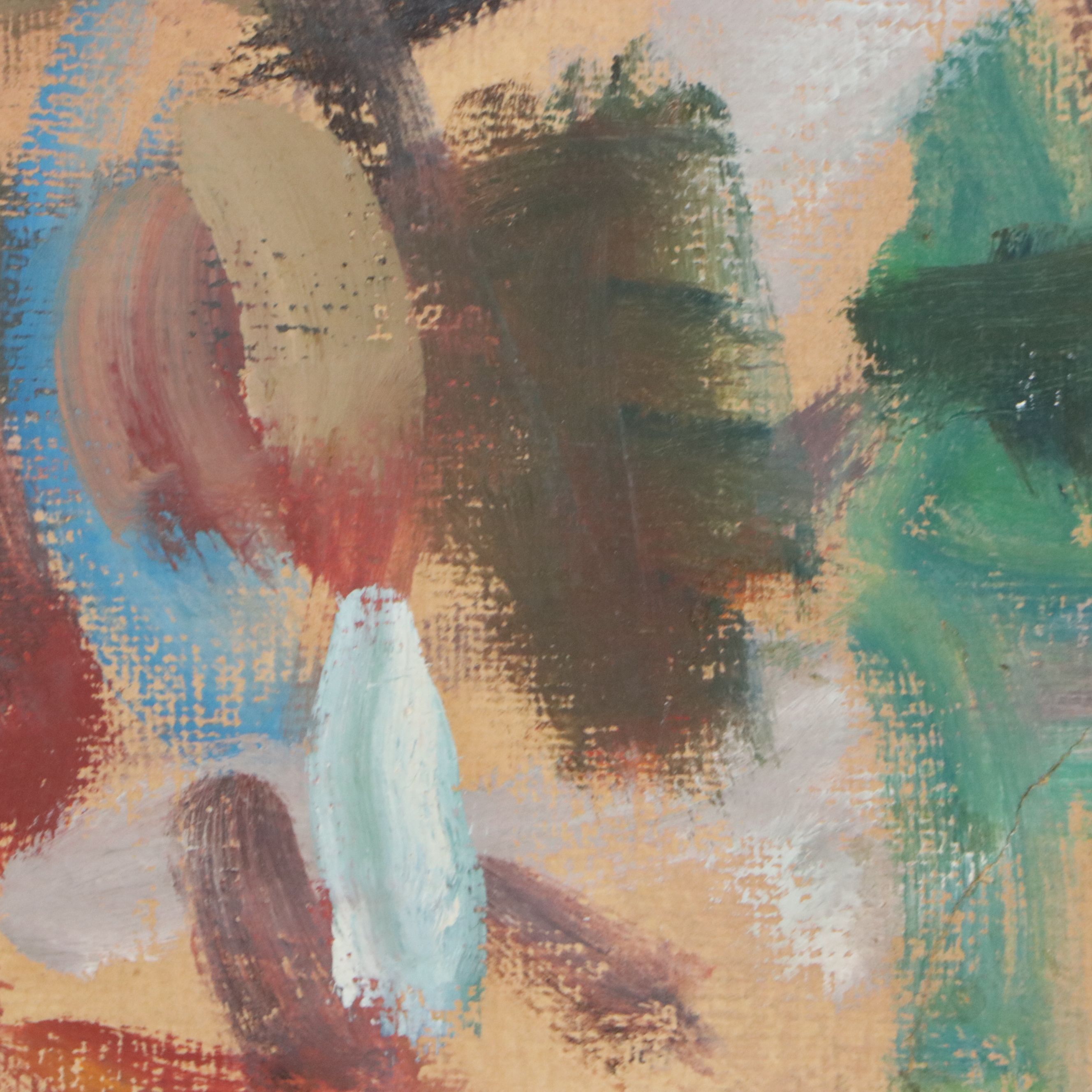 Bogner Oil on Board of Abstracted Man Seated, 1980