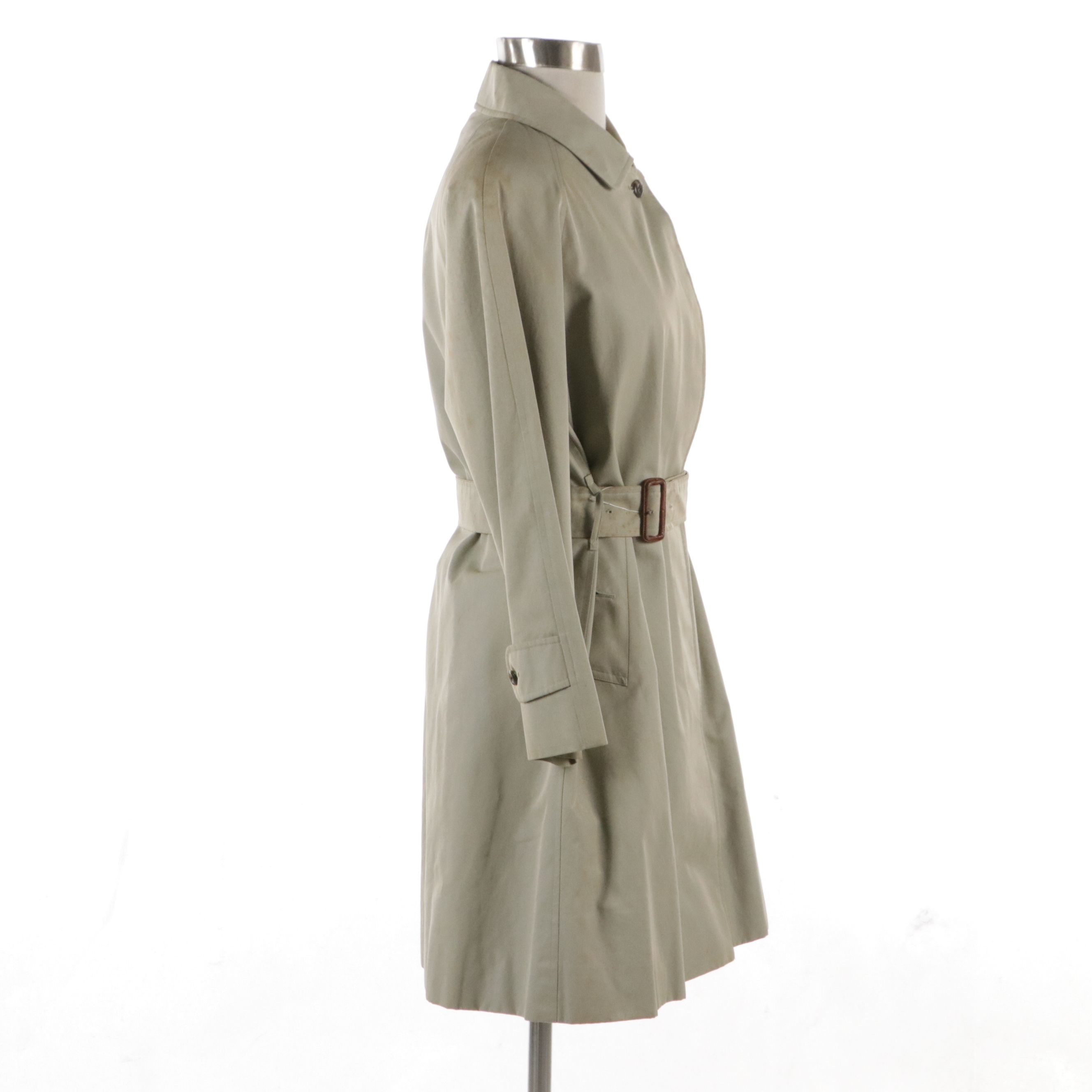 Burberrys Belted Cotton Raincoat with Wool Liner