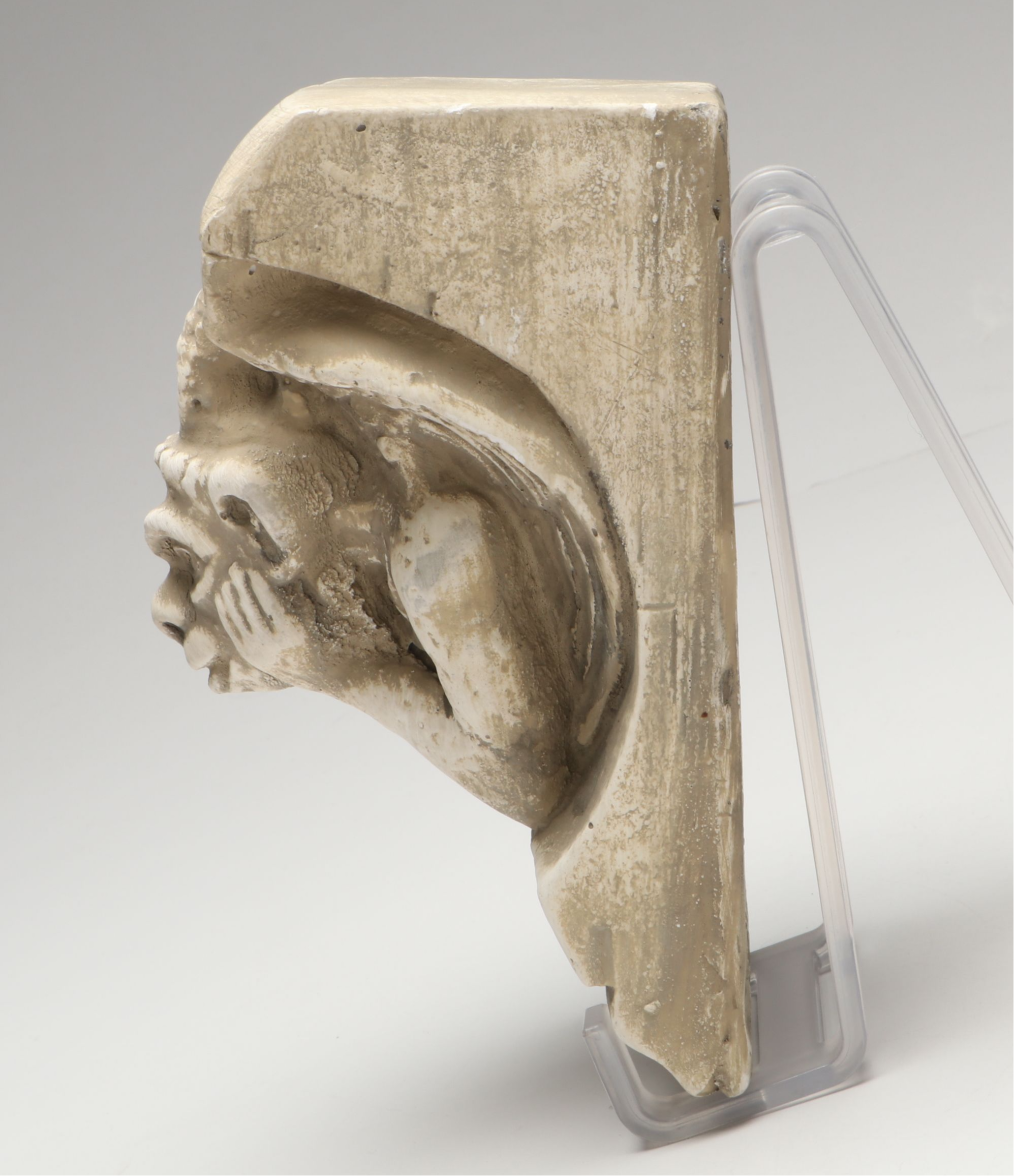 Chalkware Gargoyle and Cast Iron Fleur-de-Lis