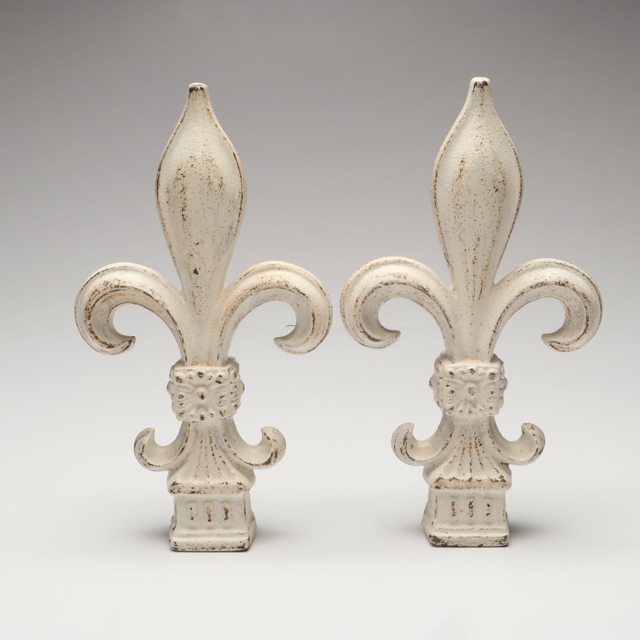 Chalkware Gargoyle and Cast Iron Fleur-de-Lis