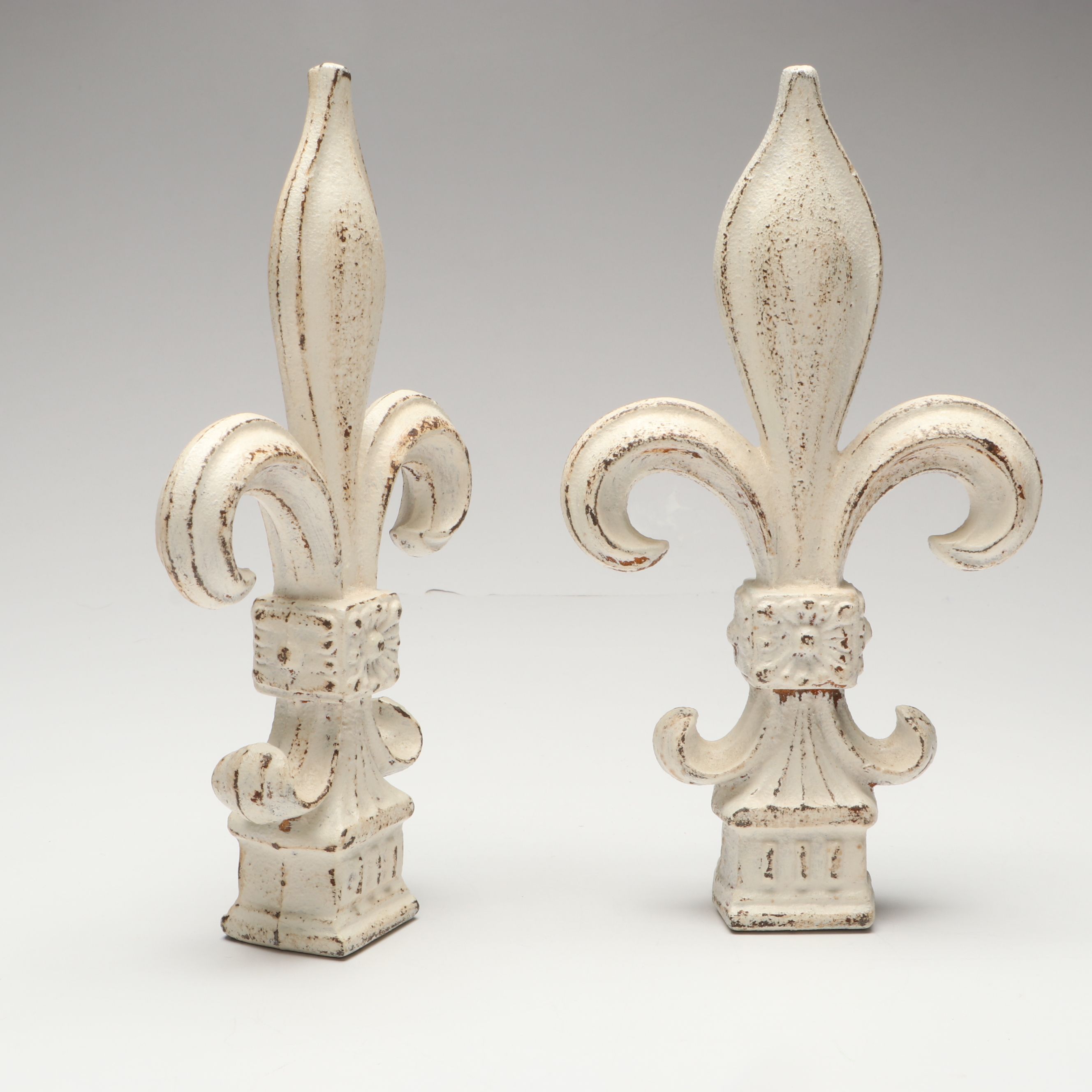 Chalkware Gargoyle and Cast Iron Fleur-de-Lis