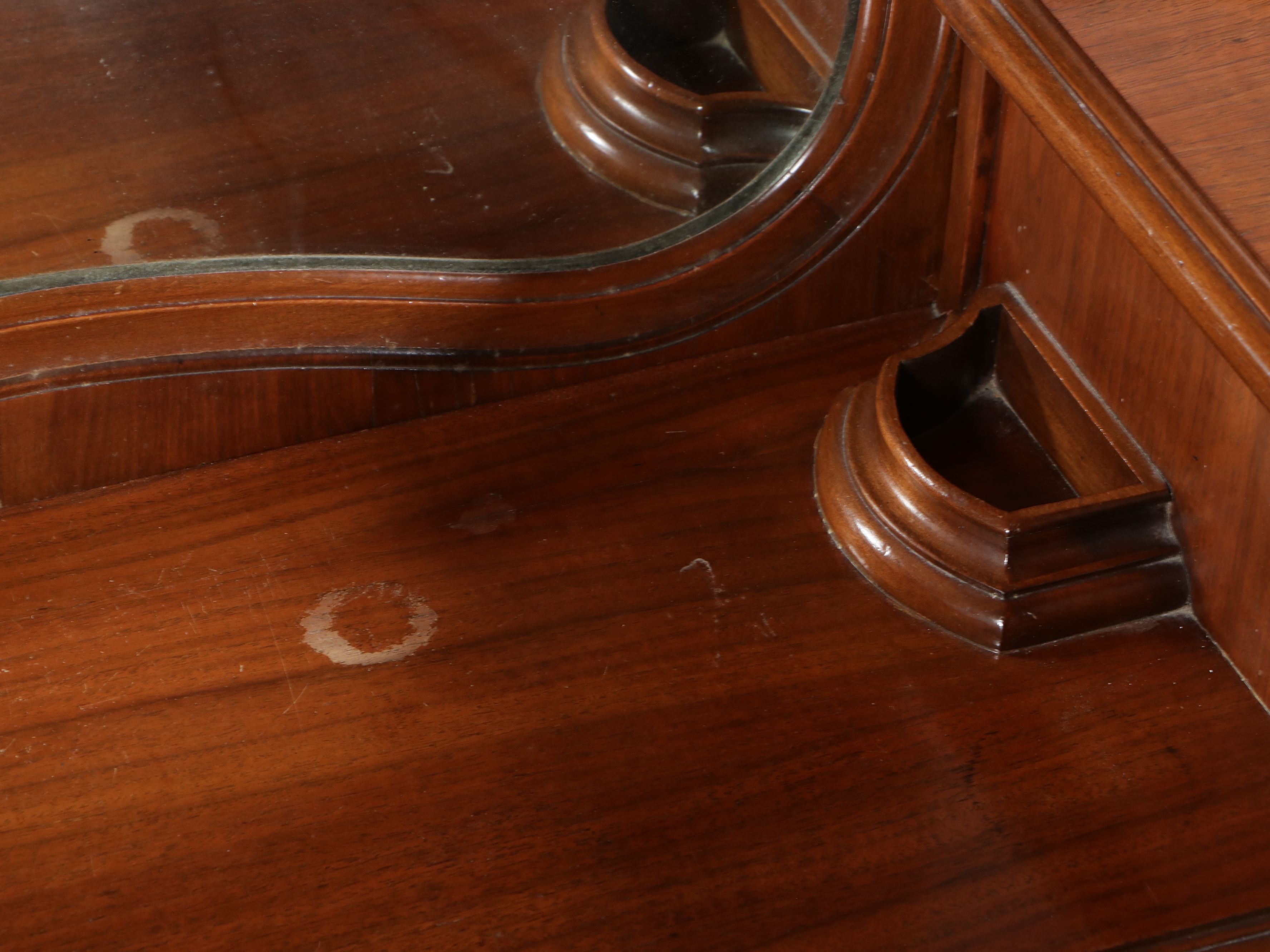 White Furniture Co. Hepplewhite Style Mahogany and Burl Vanity and Bench