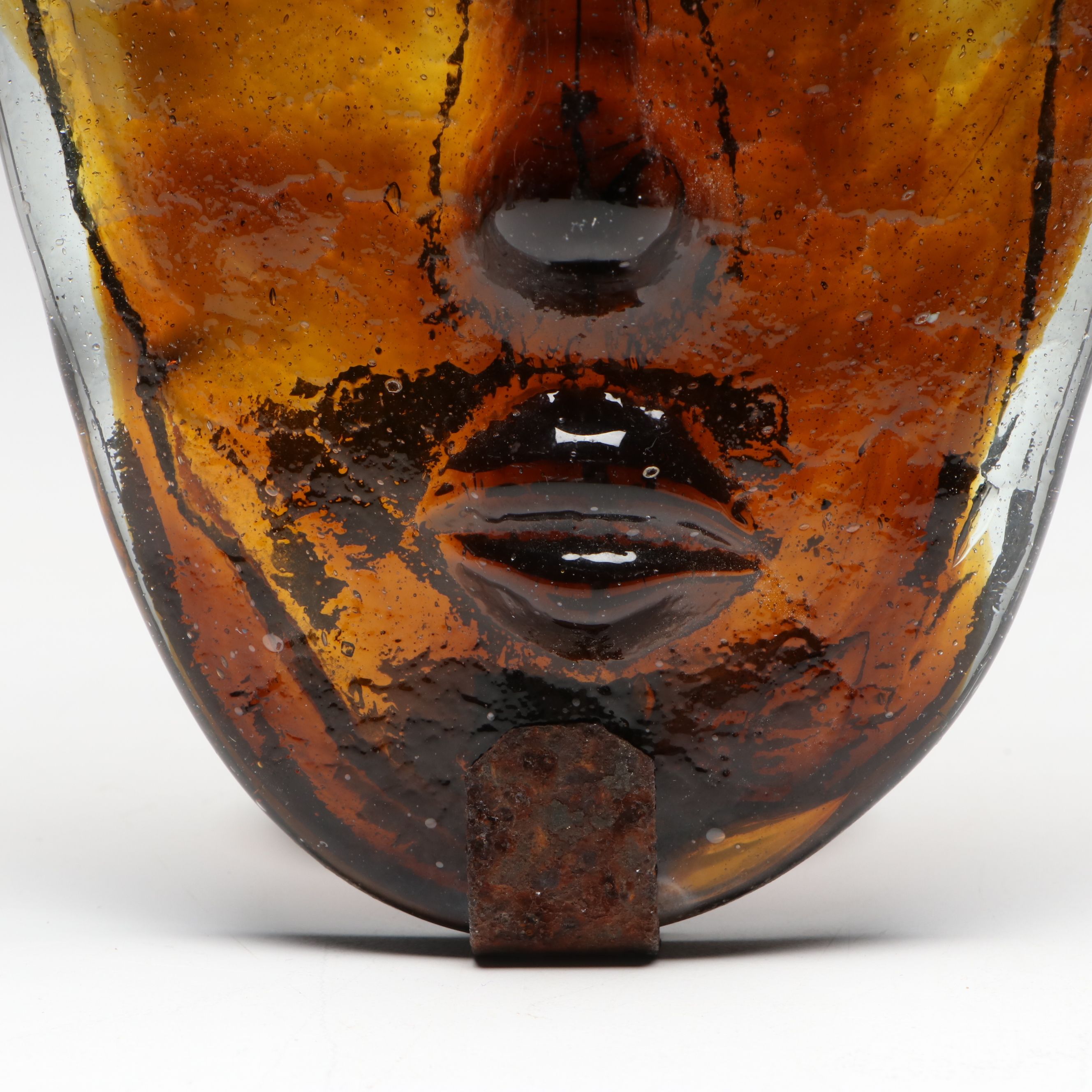 Jaramillo Bros. "Skydreamers" Mexican Art Glass Mask Candle Sconce