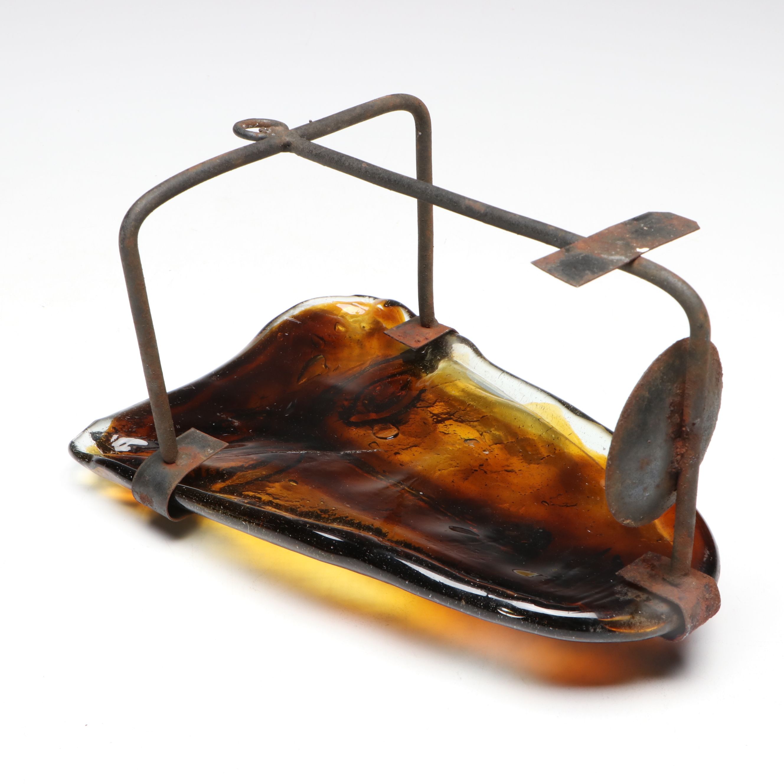 Jaramillo Bros. "Skydreamers" Mexican Art Glass Mask Candle Sconce