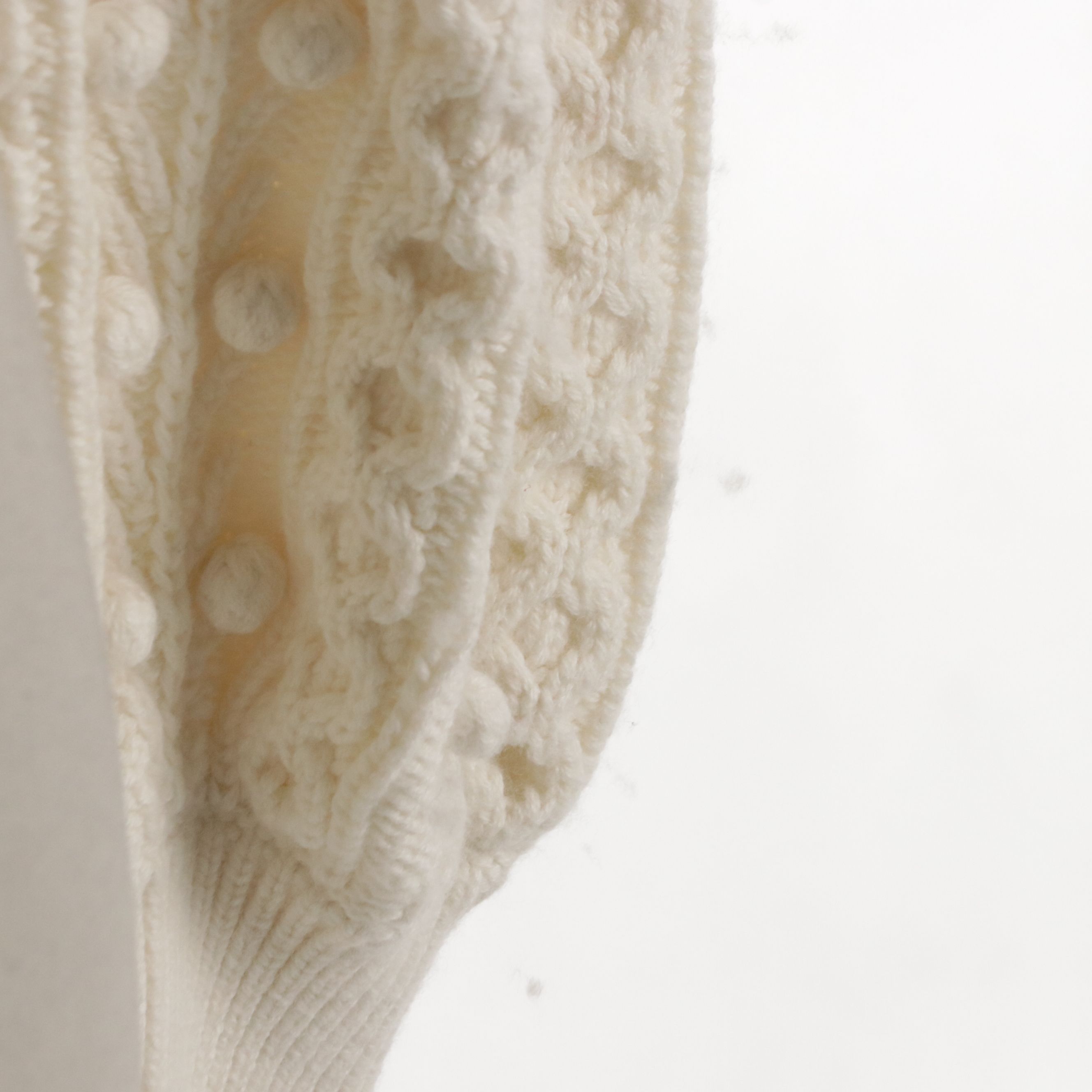 Alice + Olivia Kitty Puff-Sleeve Tie Closure Cardigan in White Wool/Cotton Blend