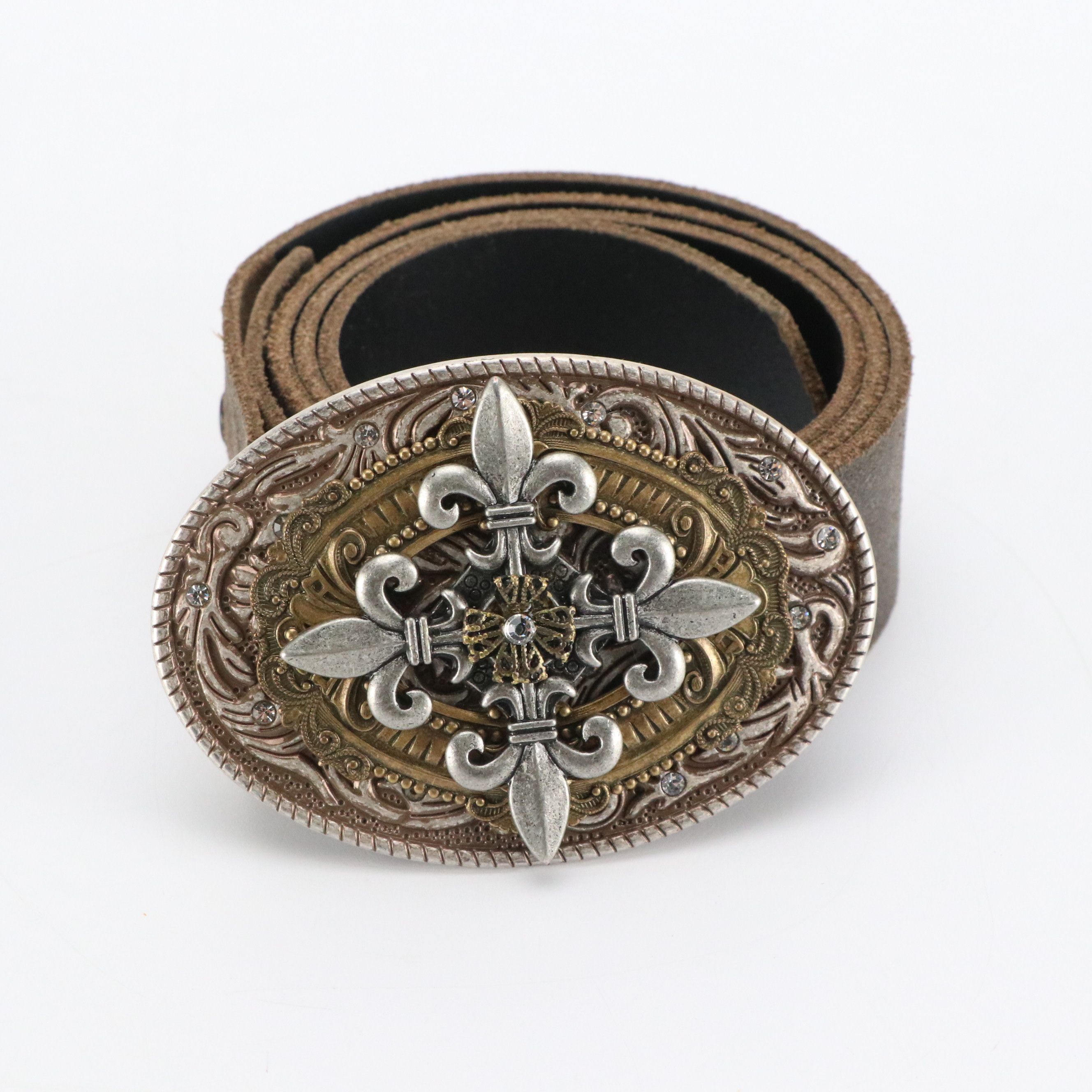 Crystal Embellished Western Belt with Nocona and Other Belt Buckles