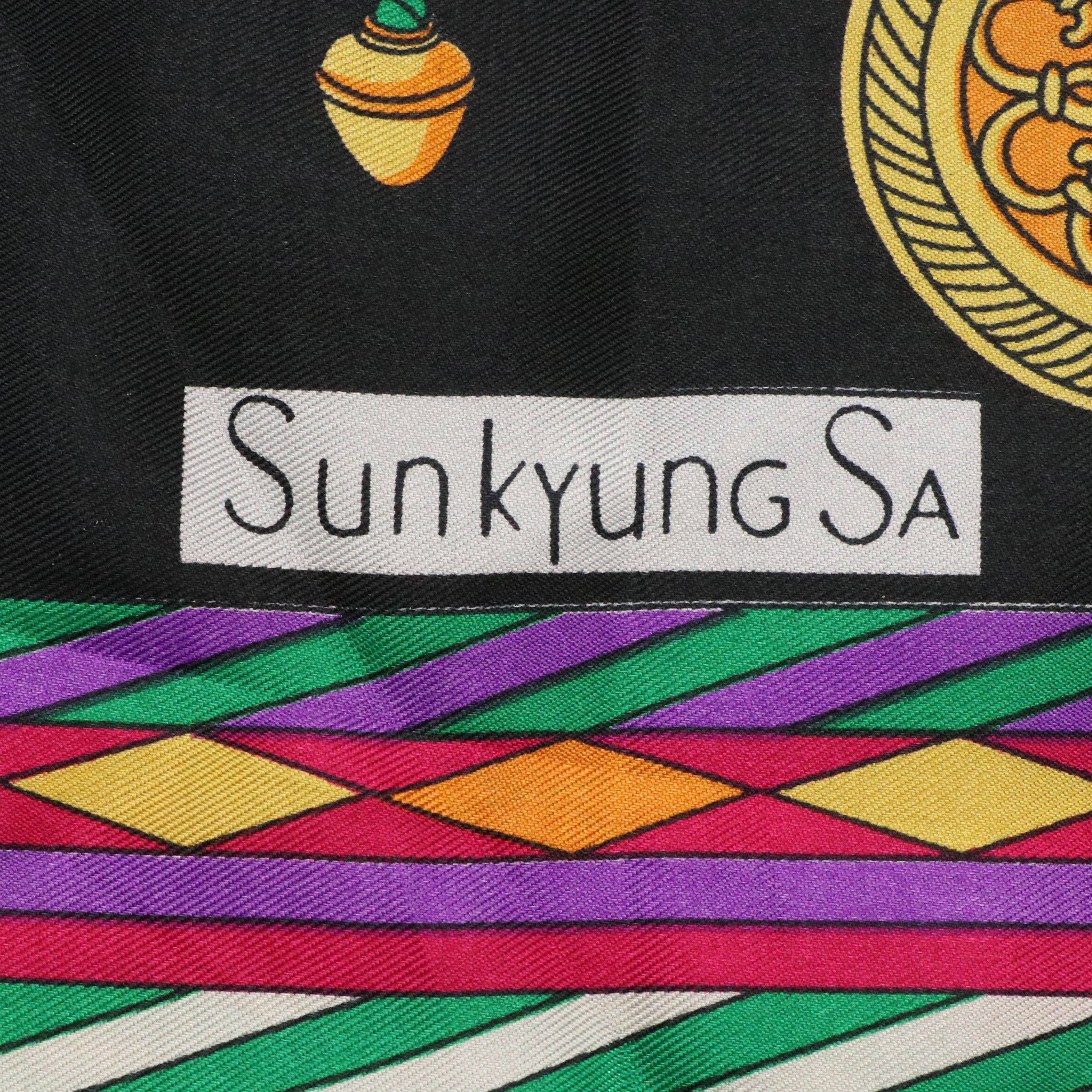 Cape Robbin Metallic Orange Leather Mule Heels, Sunkyung Sa Printed Scarf