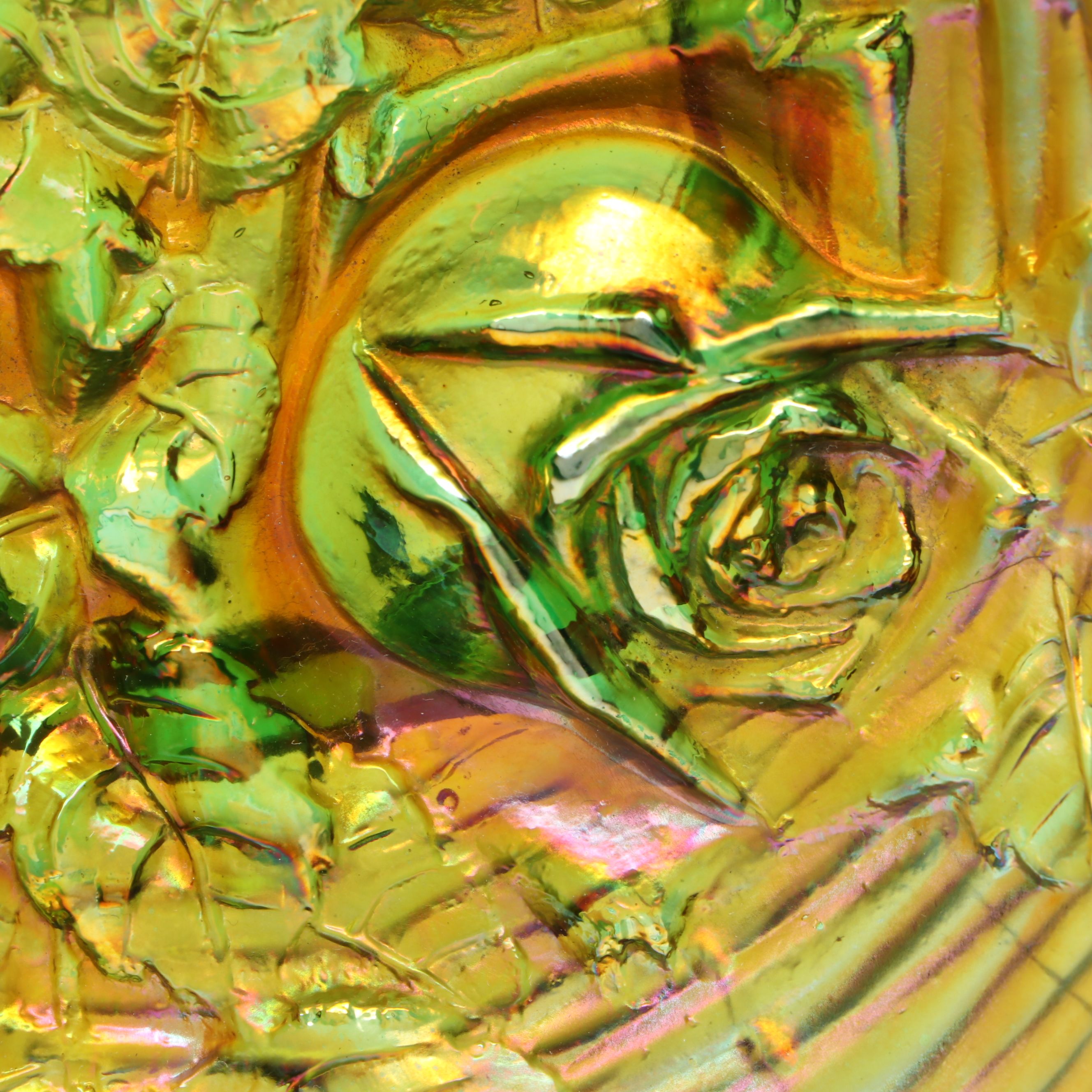 Northwood "Rose Show" Carnival Glass Ruffled Bowl, Early 20th Century