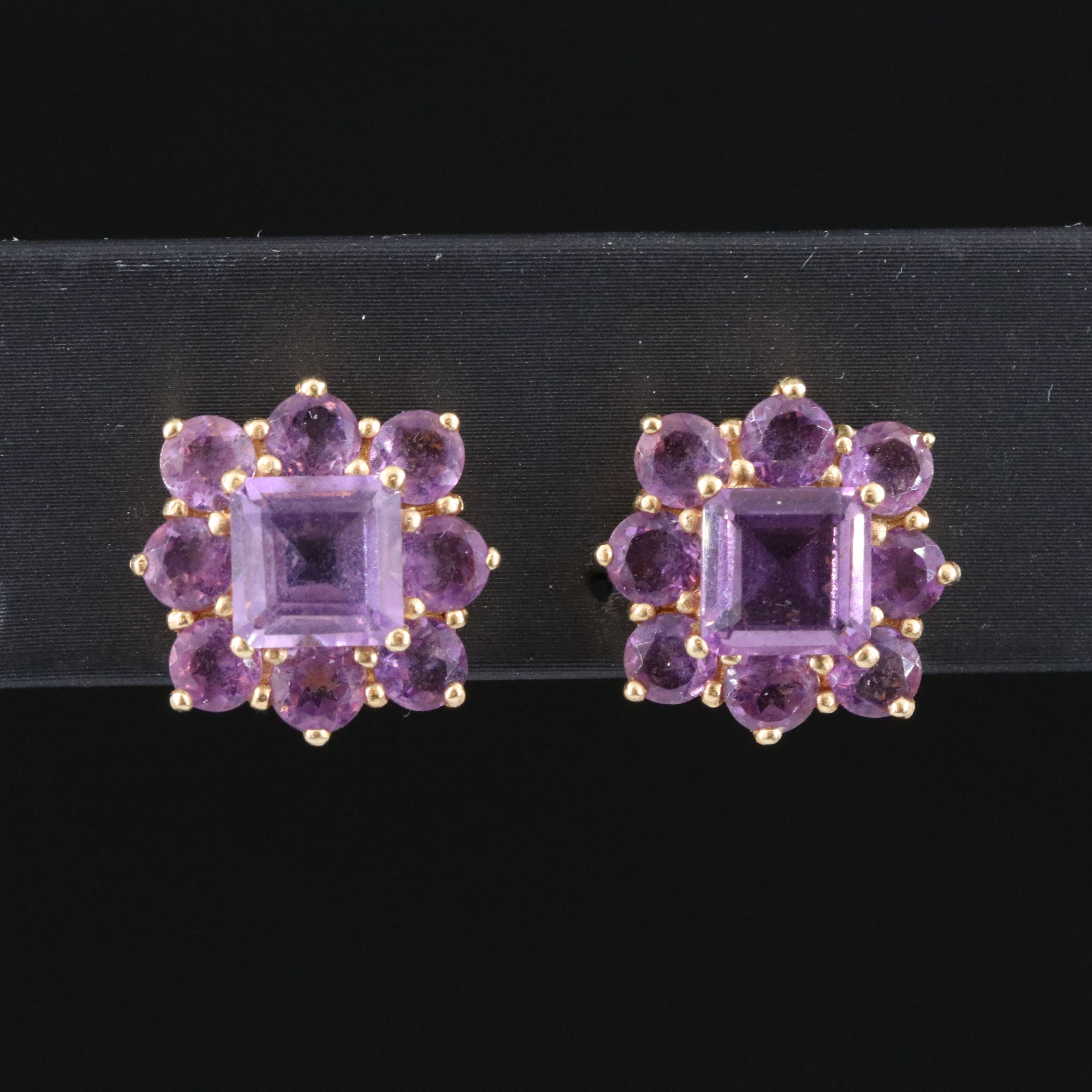14K Amethyst Clip Earrings