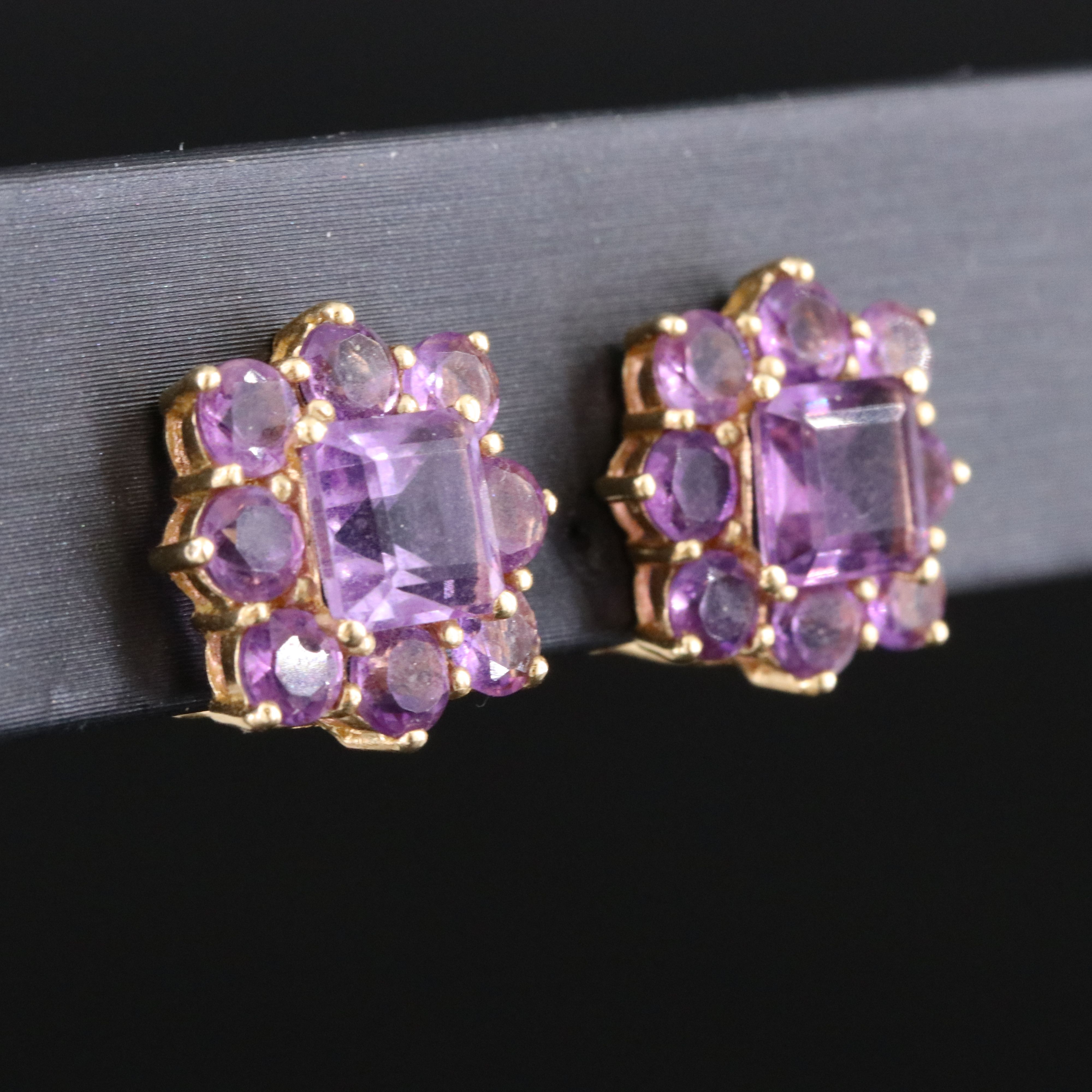14K Amethyst Clip Earrings