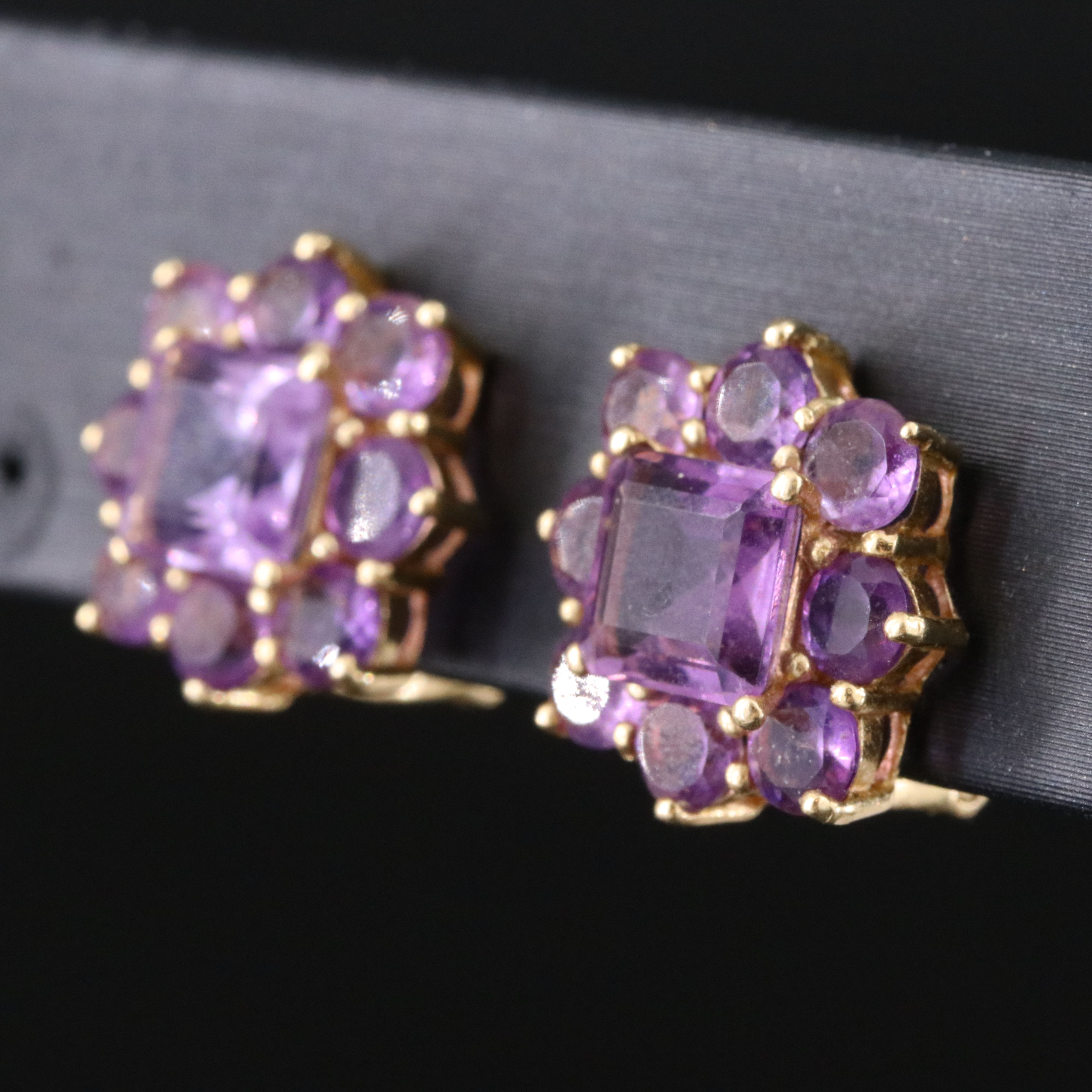 14K Amethyst Clip Earrings