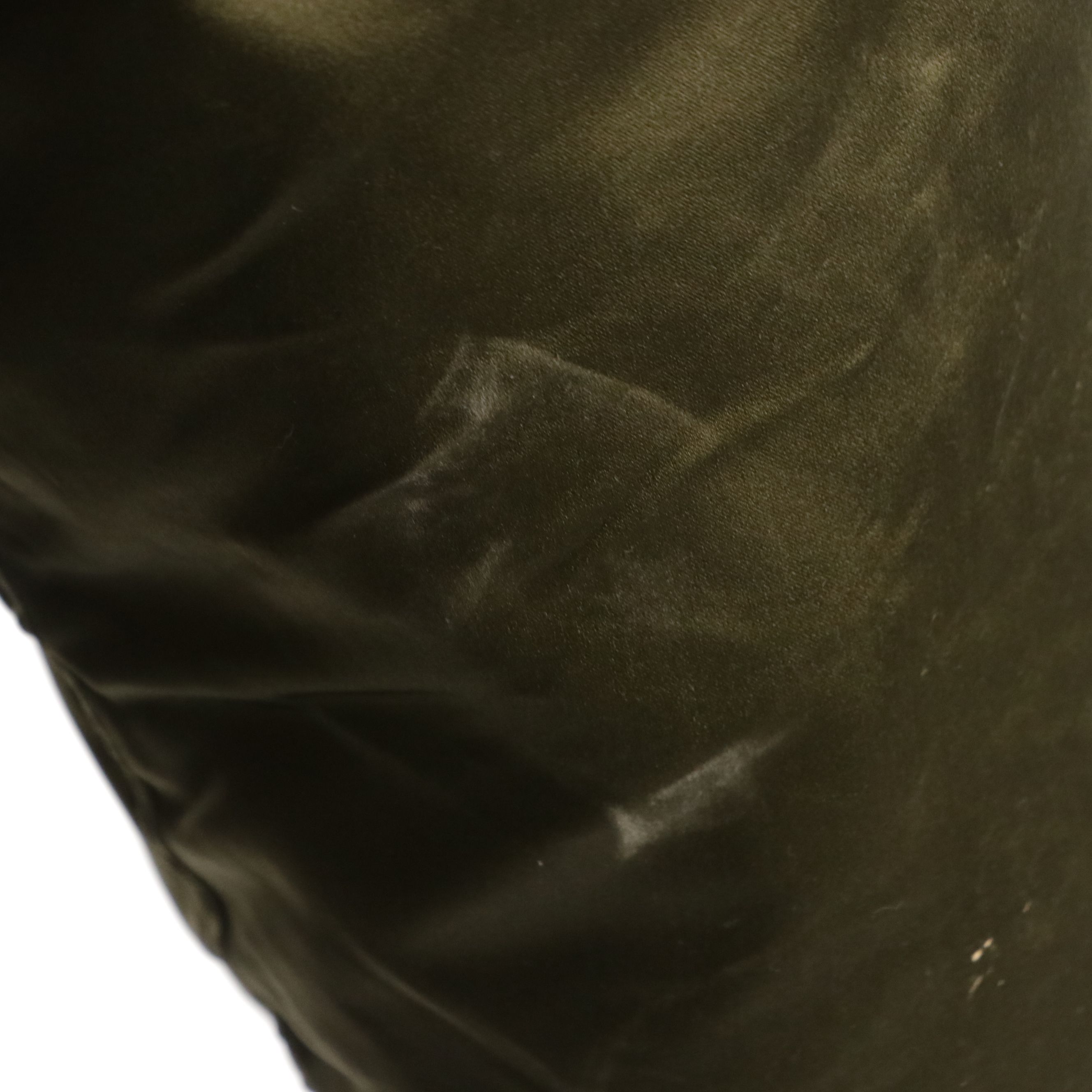 Ralph Lauren Collection Long Puffer Coat in Olive Green Silk with Fur Trim