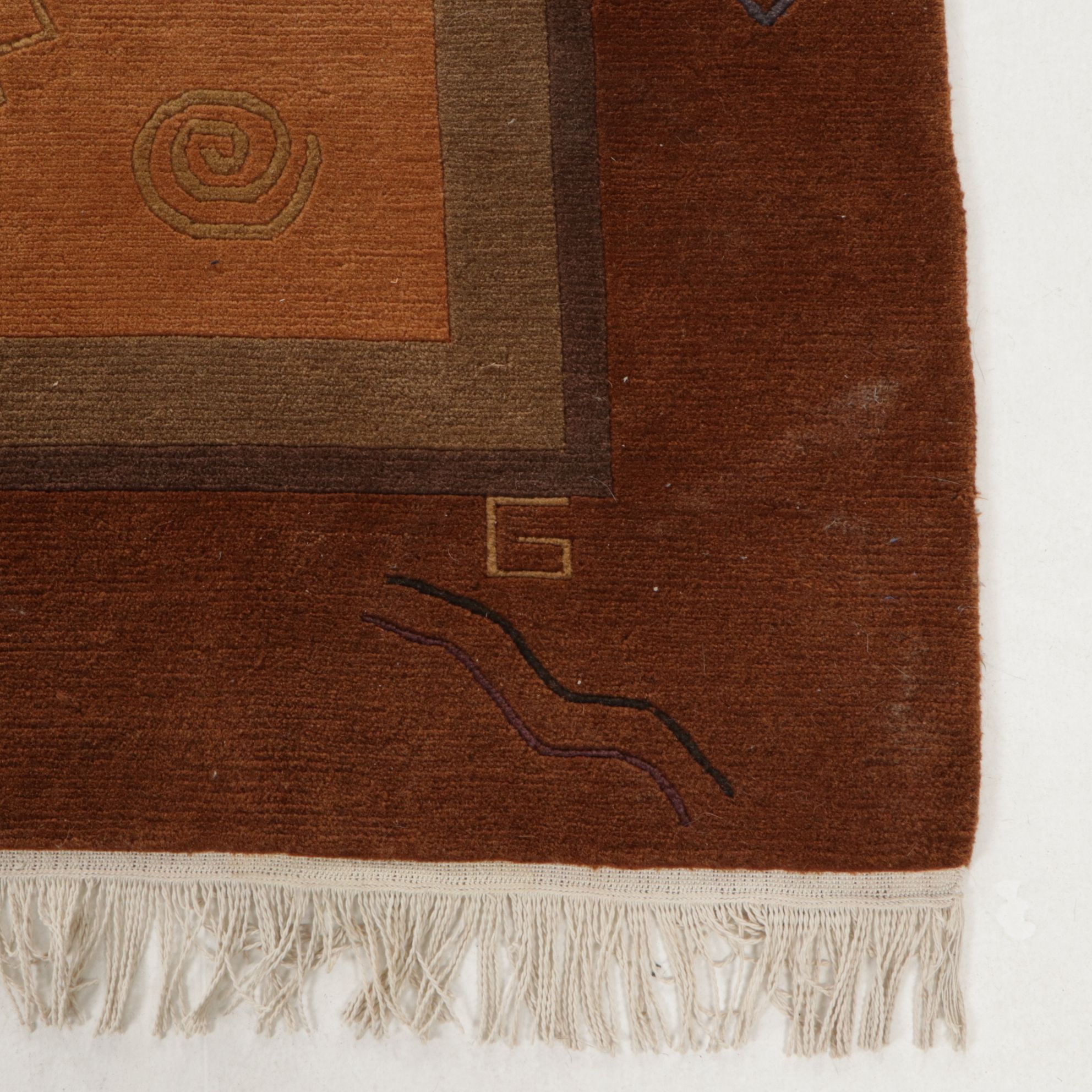 6'7 x 10' Hand-Knotted Tibetan Abstract Area Rug