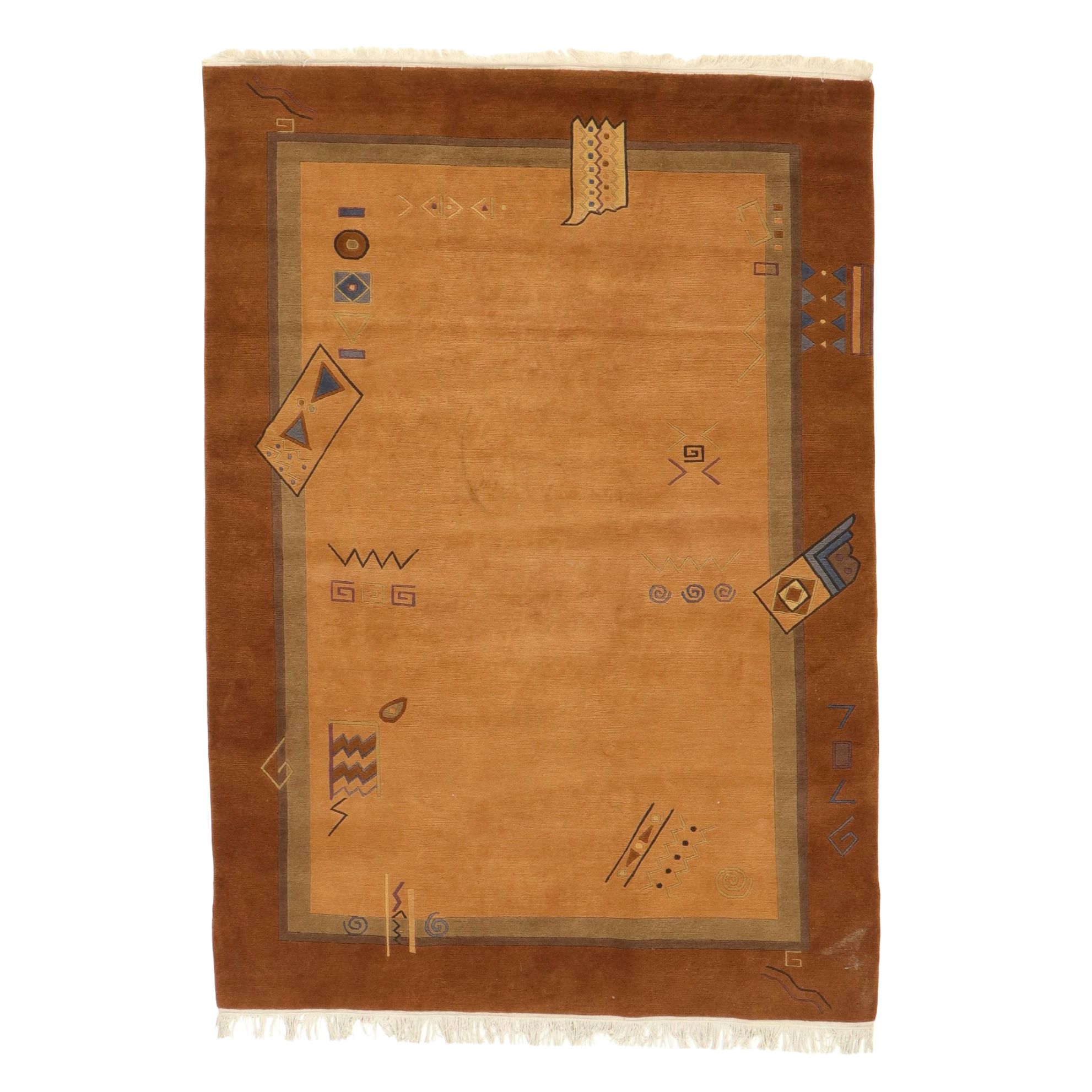 6'7 x 10' Hand-Knotted Tibetan Abstract Area Rug