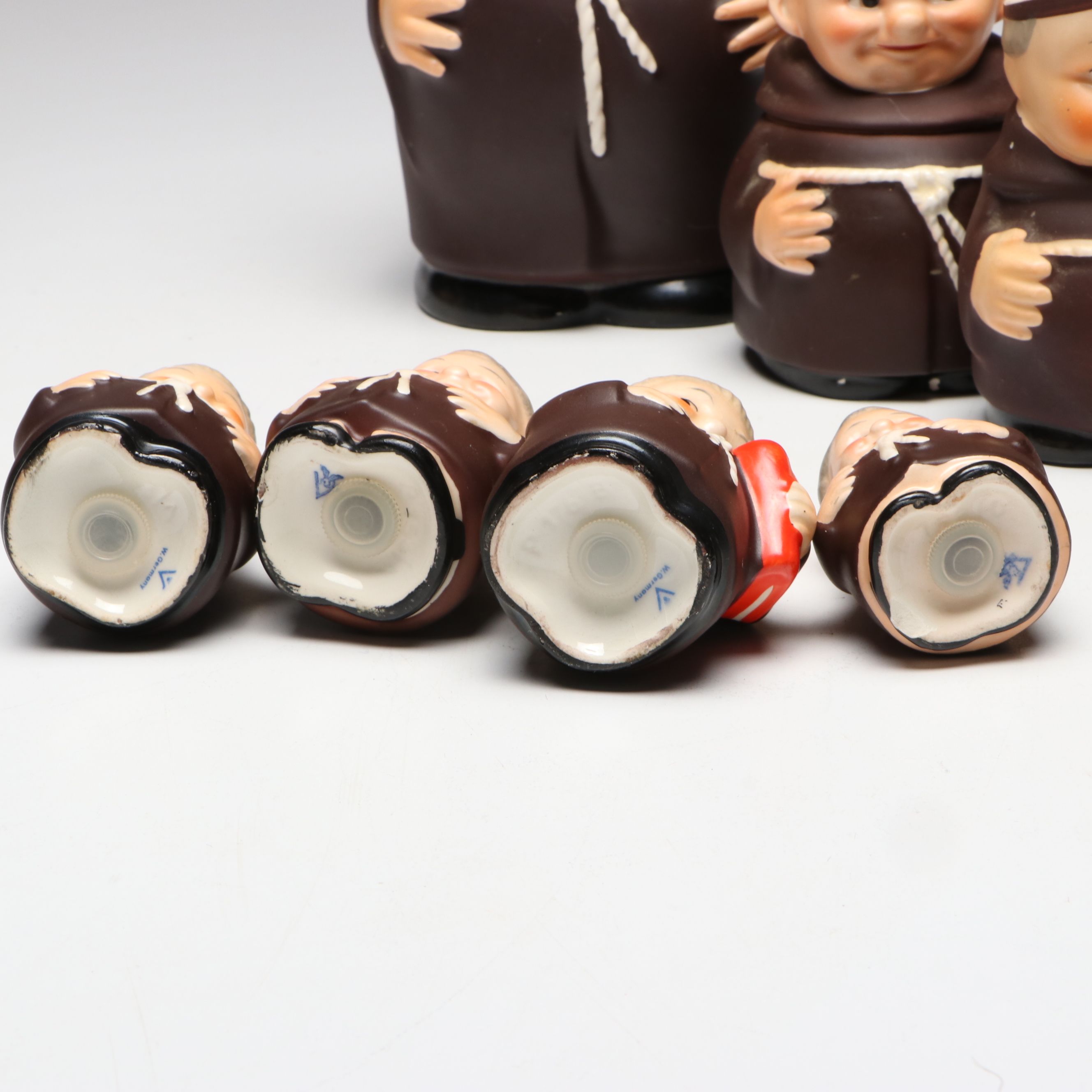 Goebel West German "Friar Tuck" Ceramic Pitcher, Shakers and More Serveware