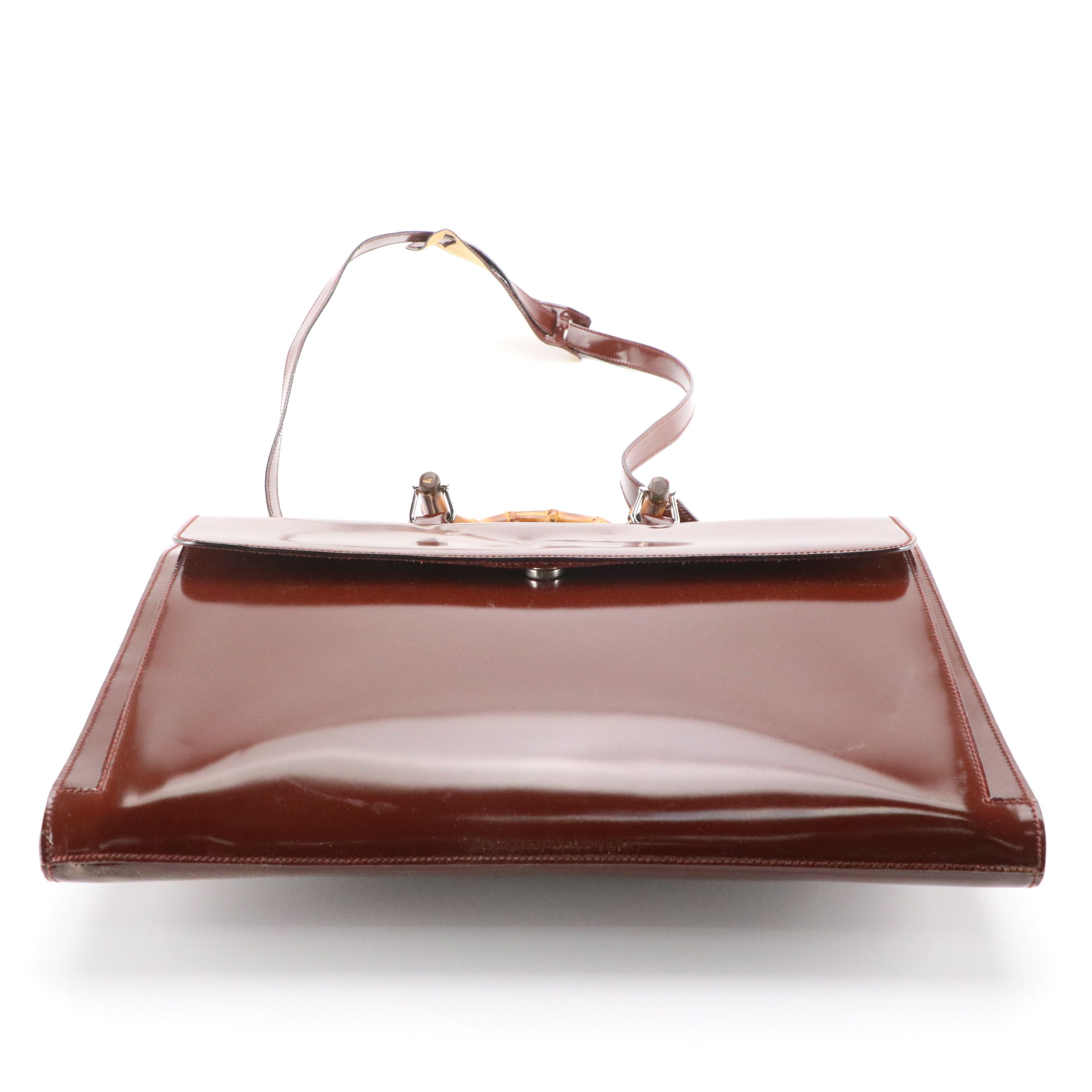 Gucci Bamboo Handle Two-Way Business Bag in Patent Leather
