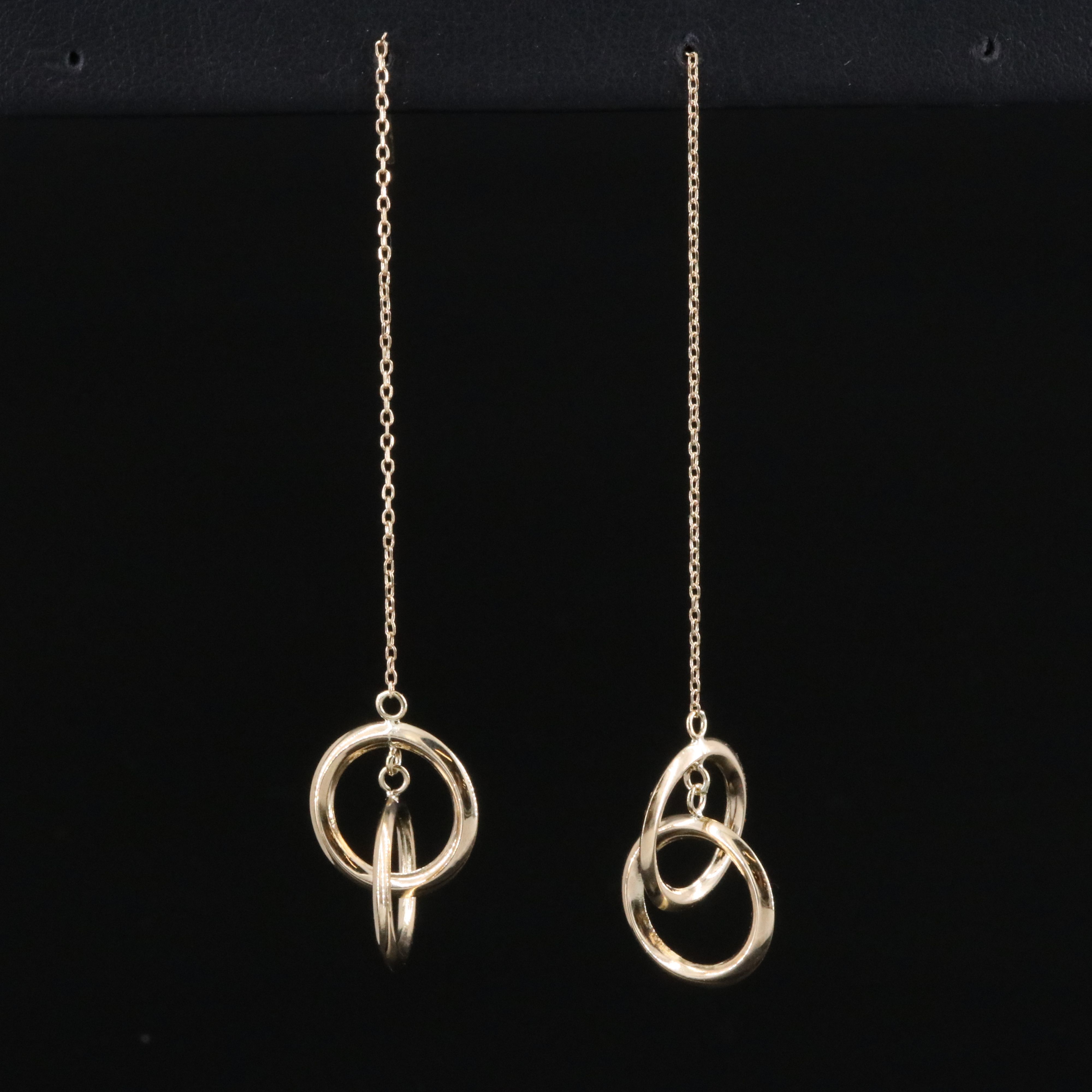 14K Interlocking Circle Threader Earrings
