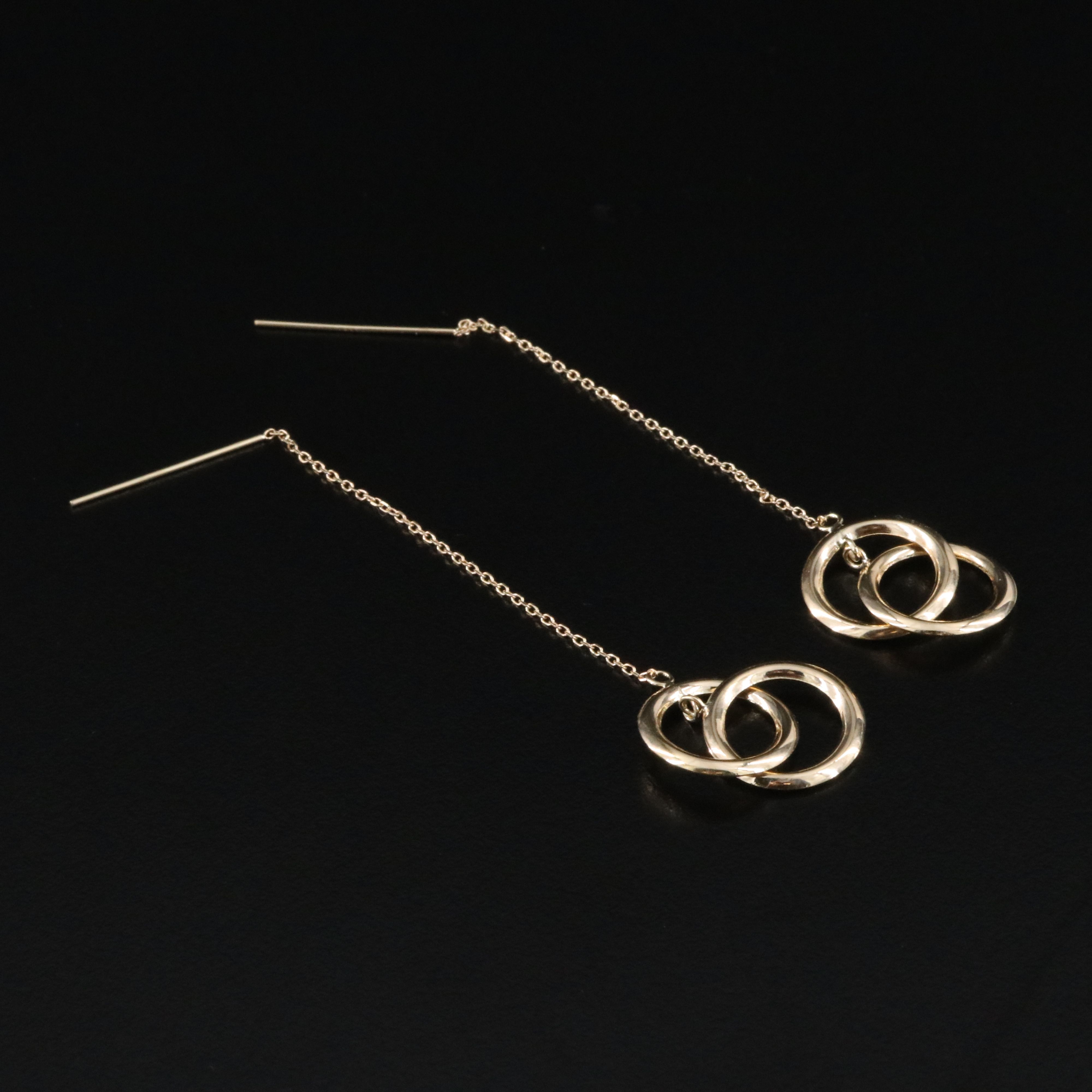 14K Interlocking Circle Threader Earrings
