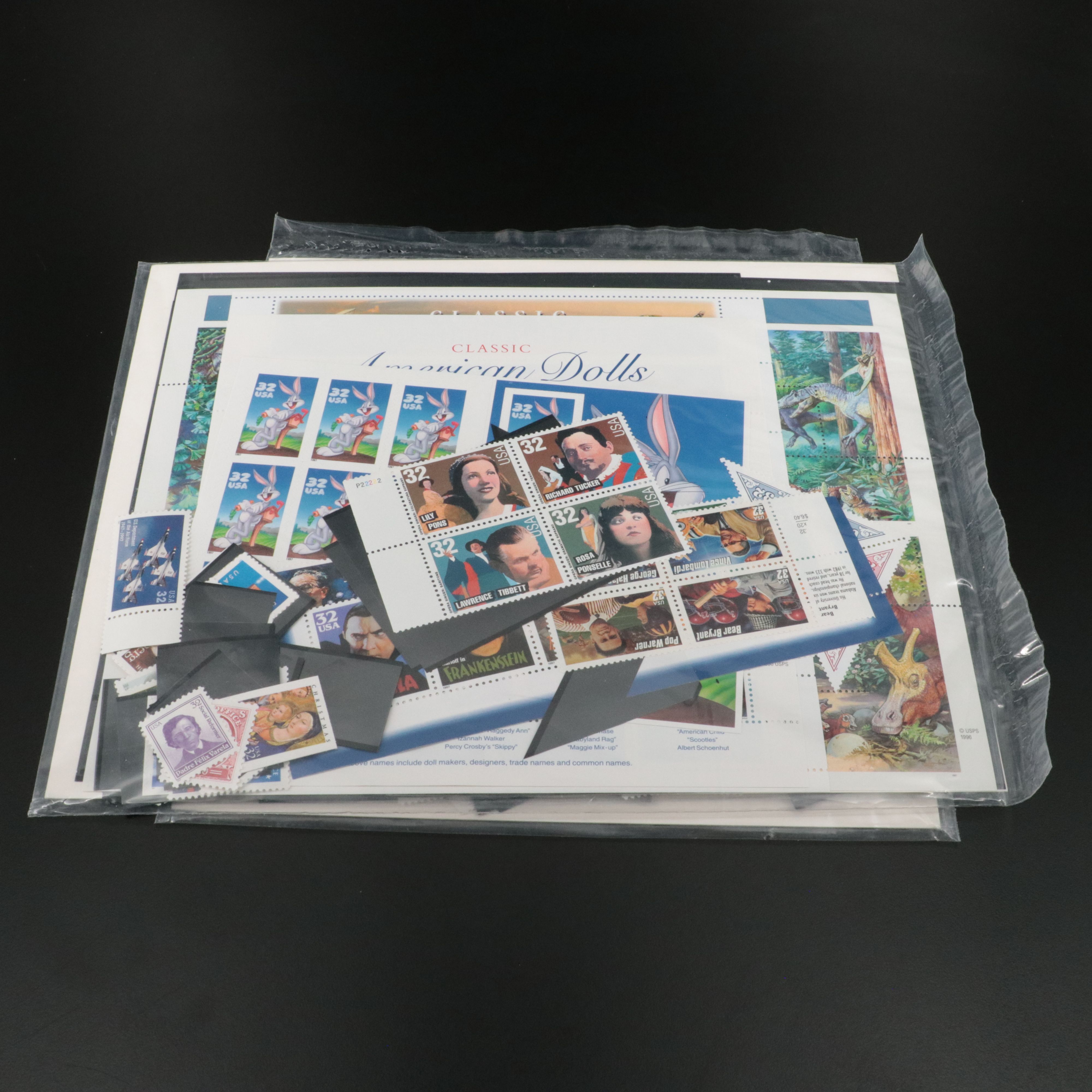 Seven Sets of Mint Condition U.S. Commemorative Postage Stamps, 1990s