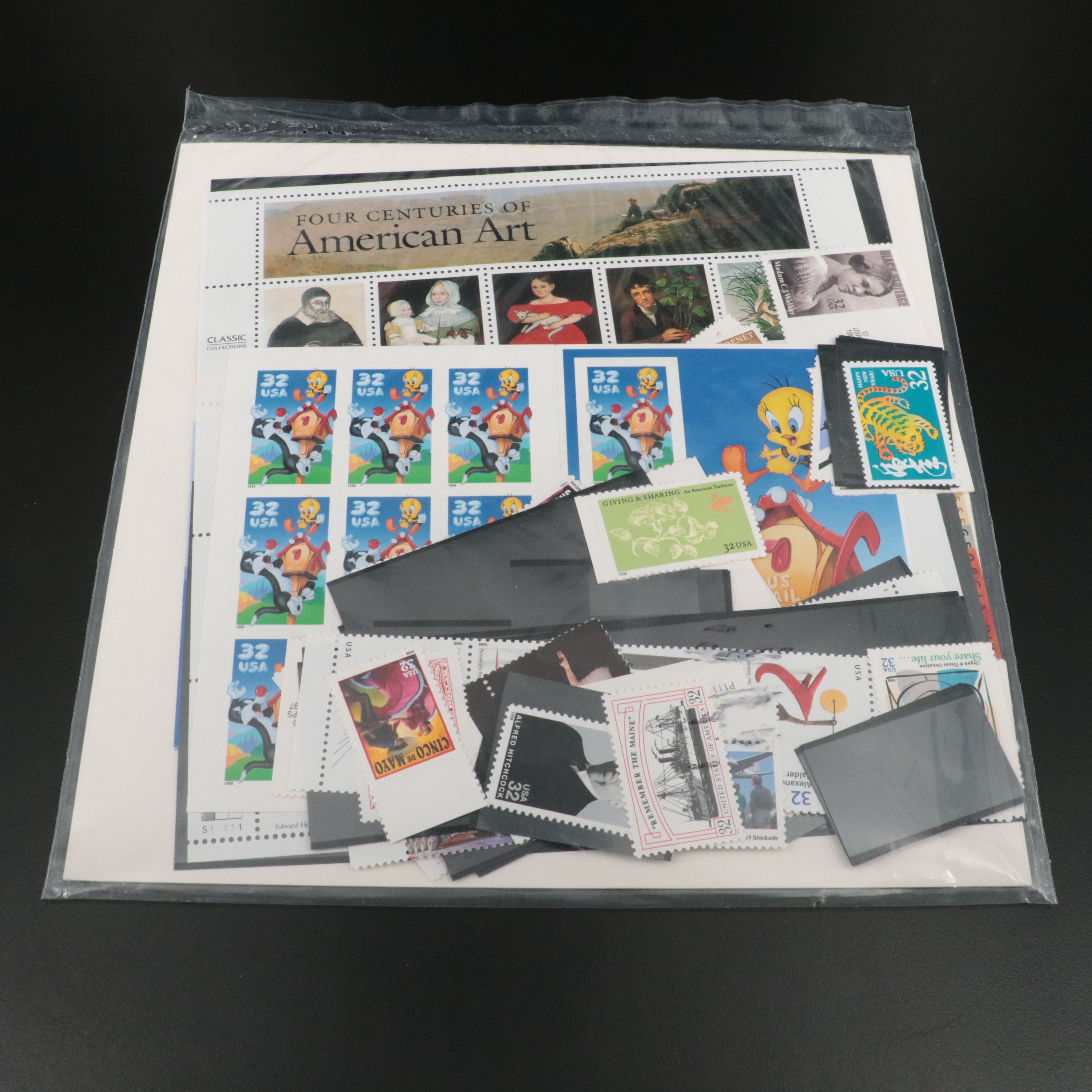 Seven Sets of Mint Condition U.S. Commemorative Postage Stamps, 1990s
